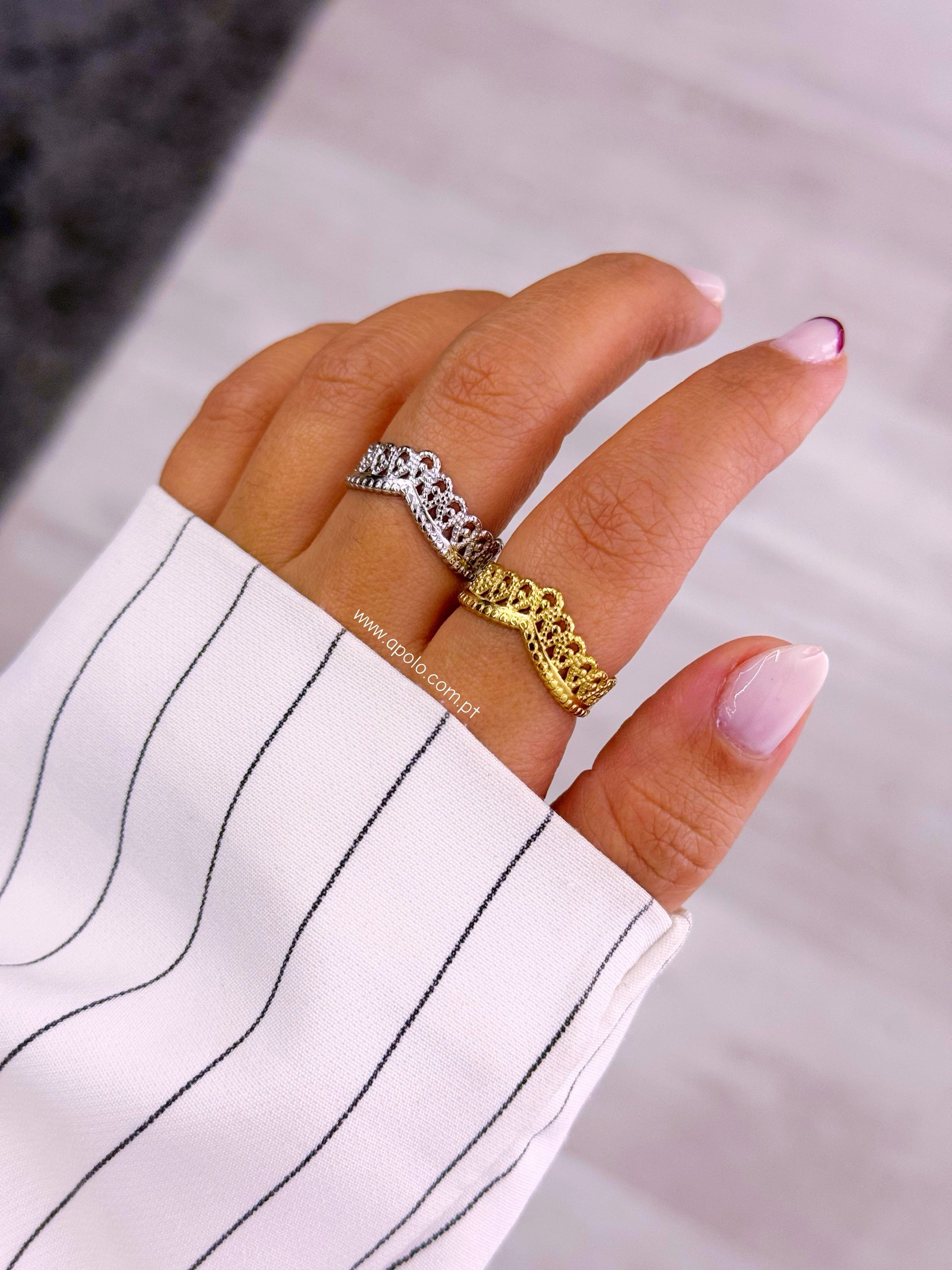 Anel ajustável efeito tiara | 2 Cores