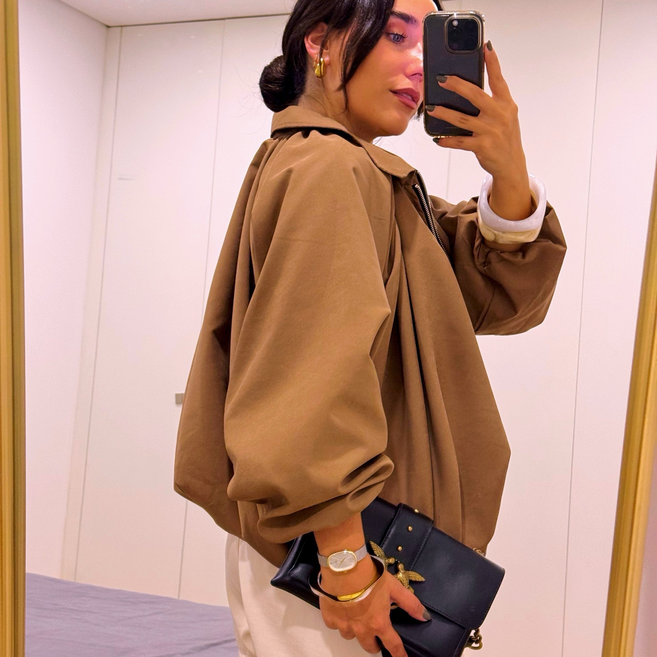 Casaco estilo bomber | Castanho