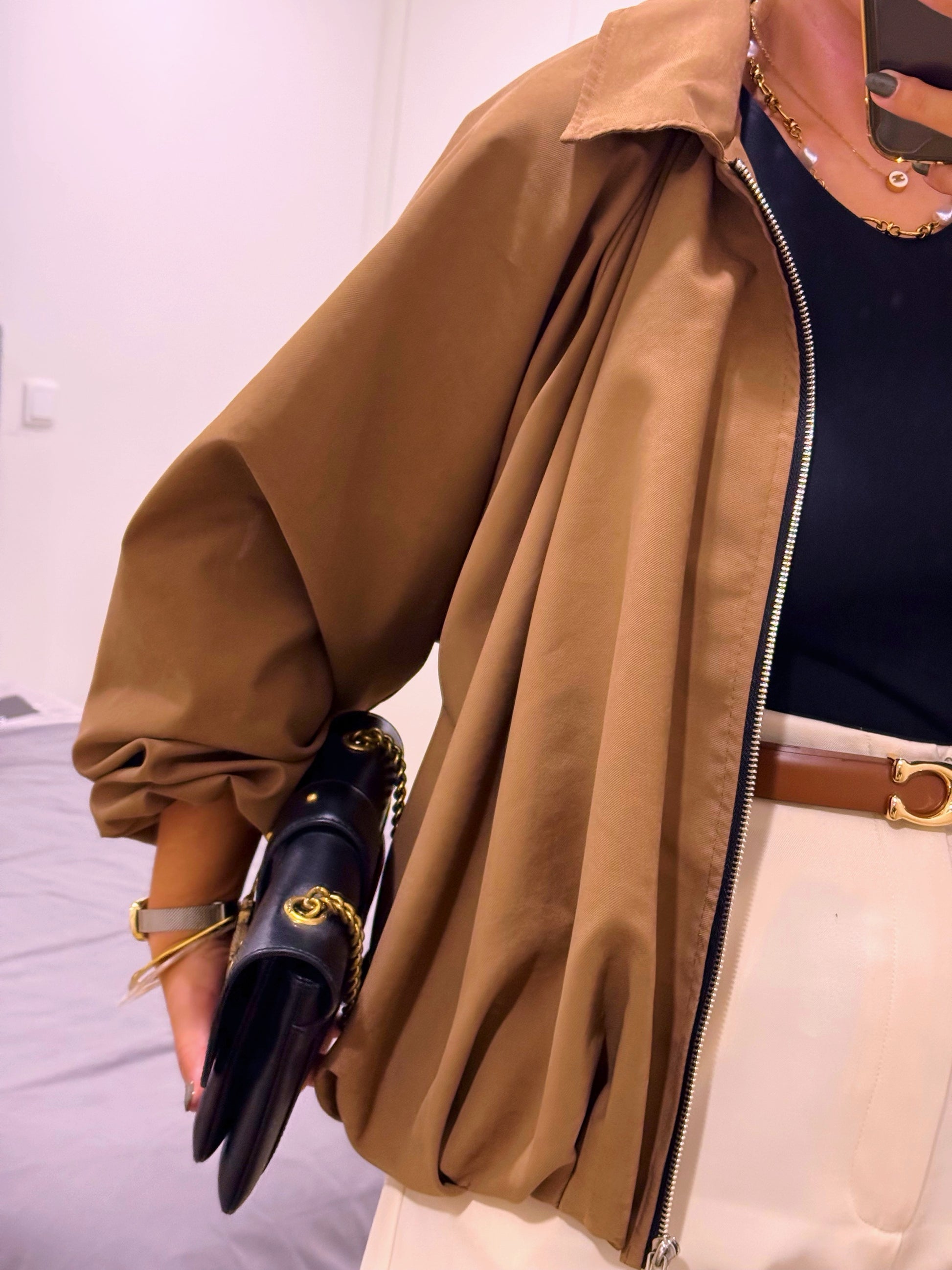 Casaco estilo bomber | Castanho