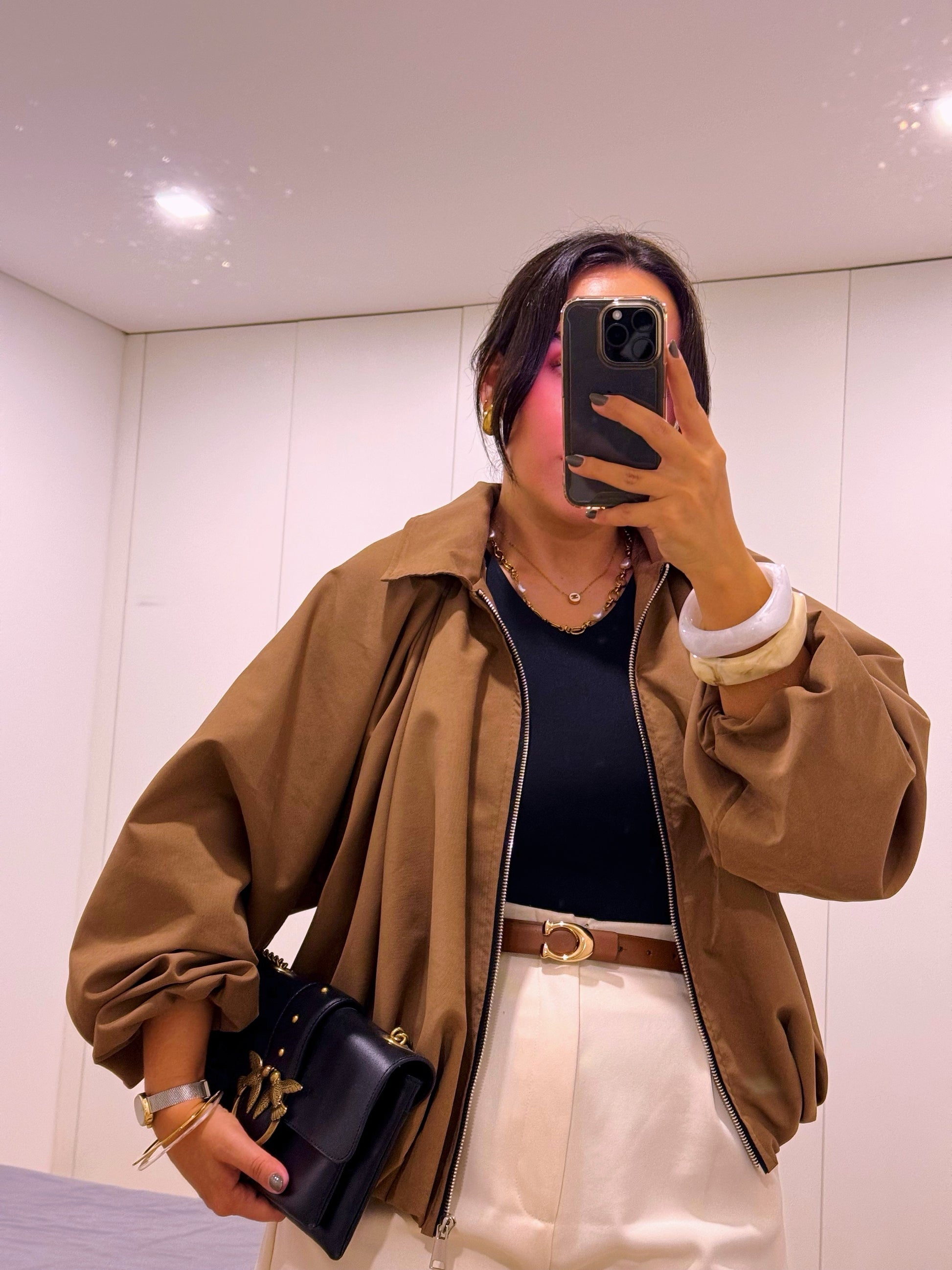 Casaco estilo bomber | Castanho