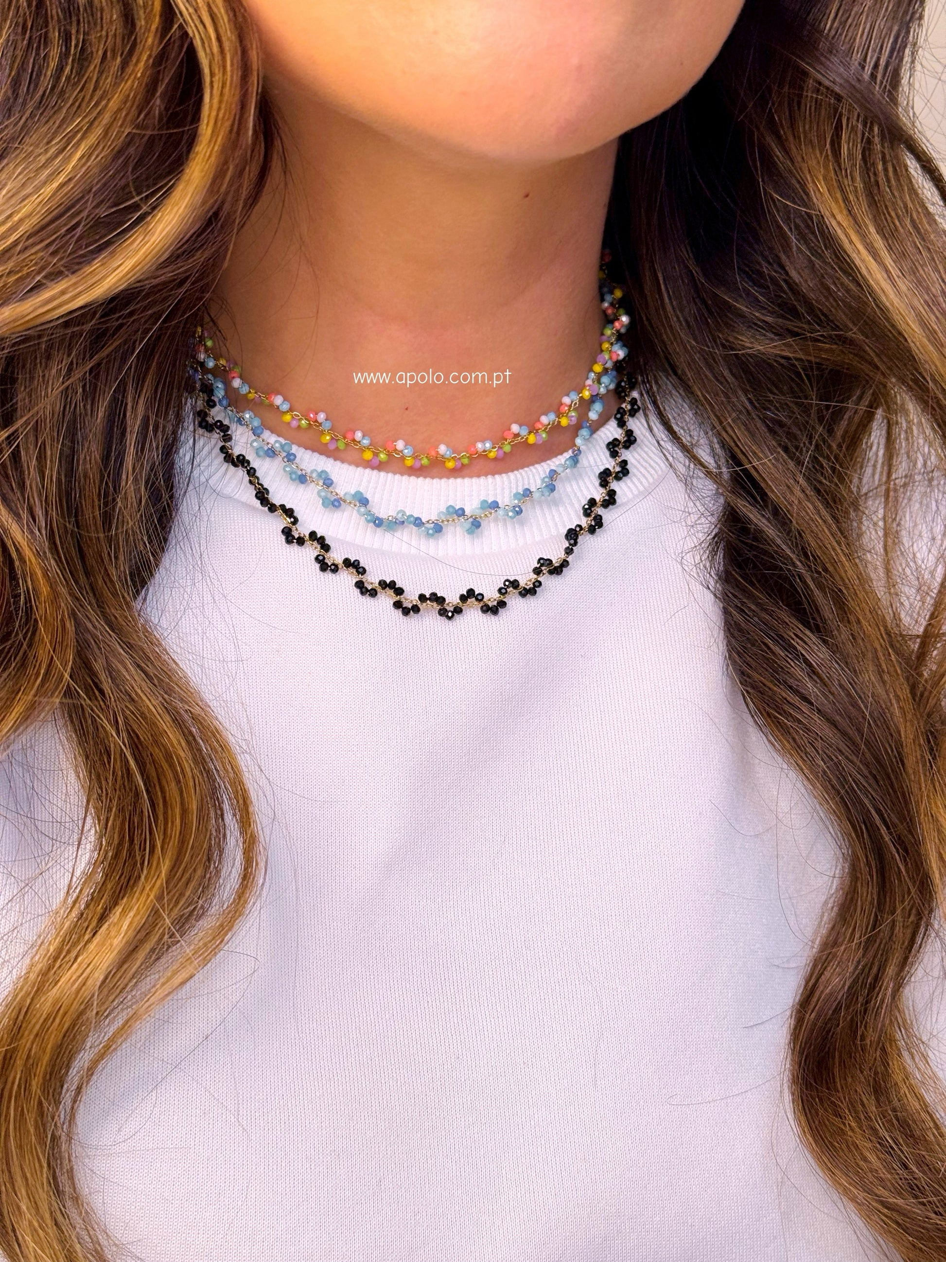 Colar/Gargantilha com missangas e efeito torcido | 3 Cores