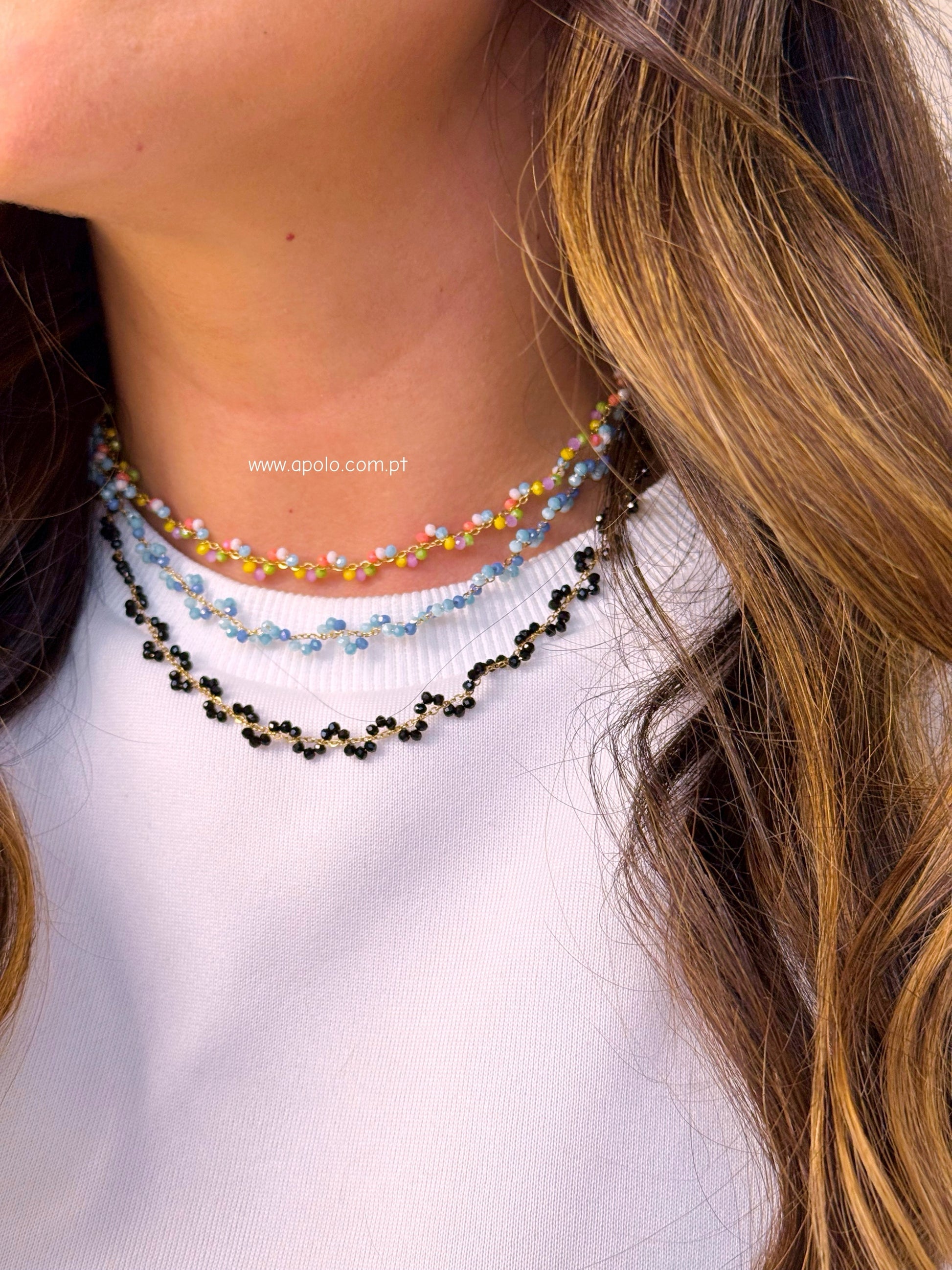 Colar/Gargantilha com missangas e efeito torcido | 3 Cores