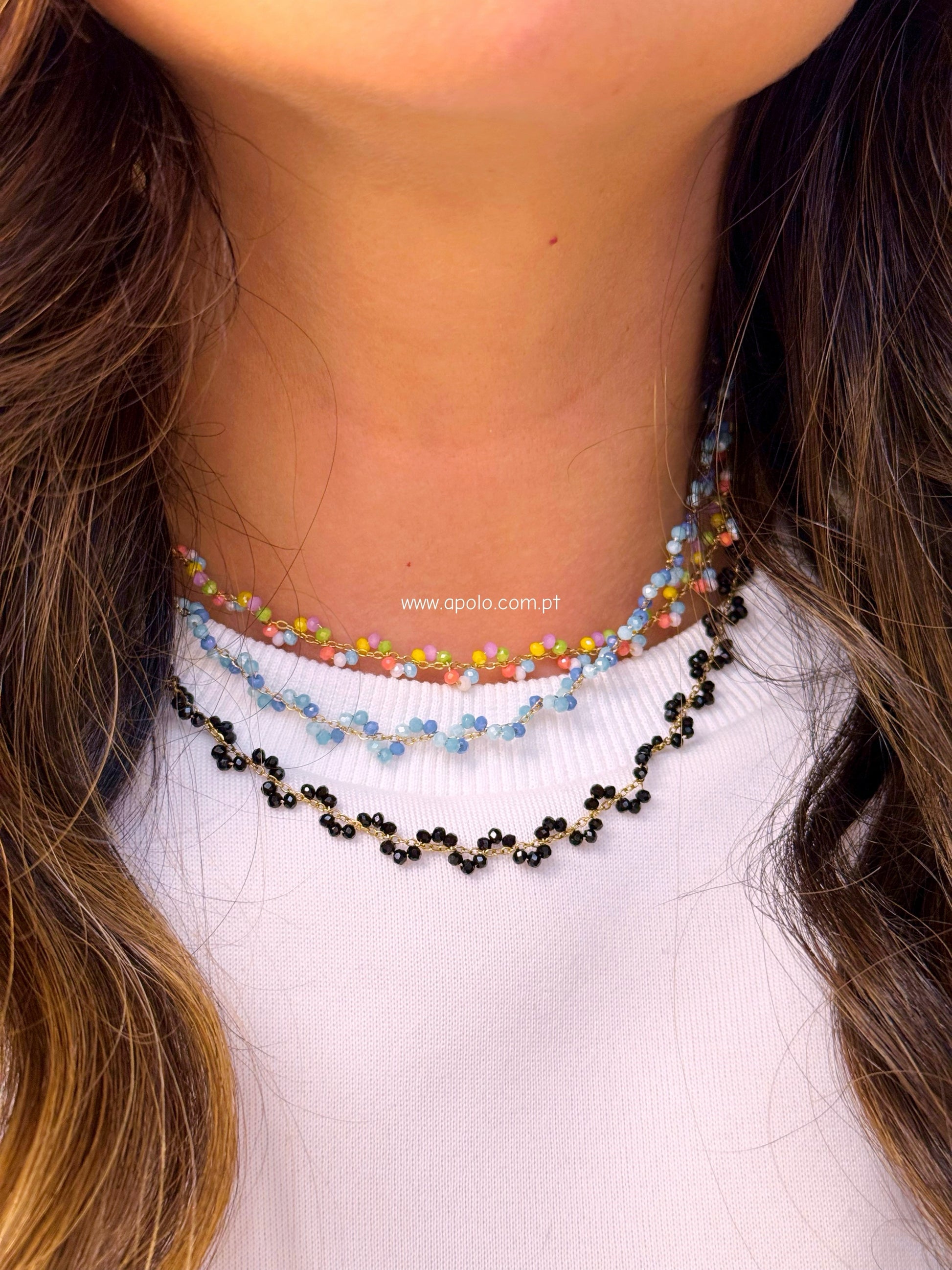 Colar/Gargantilha com missangas e efeito torcido | 3 Cores