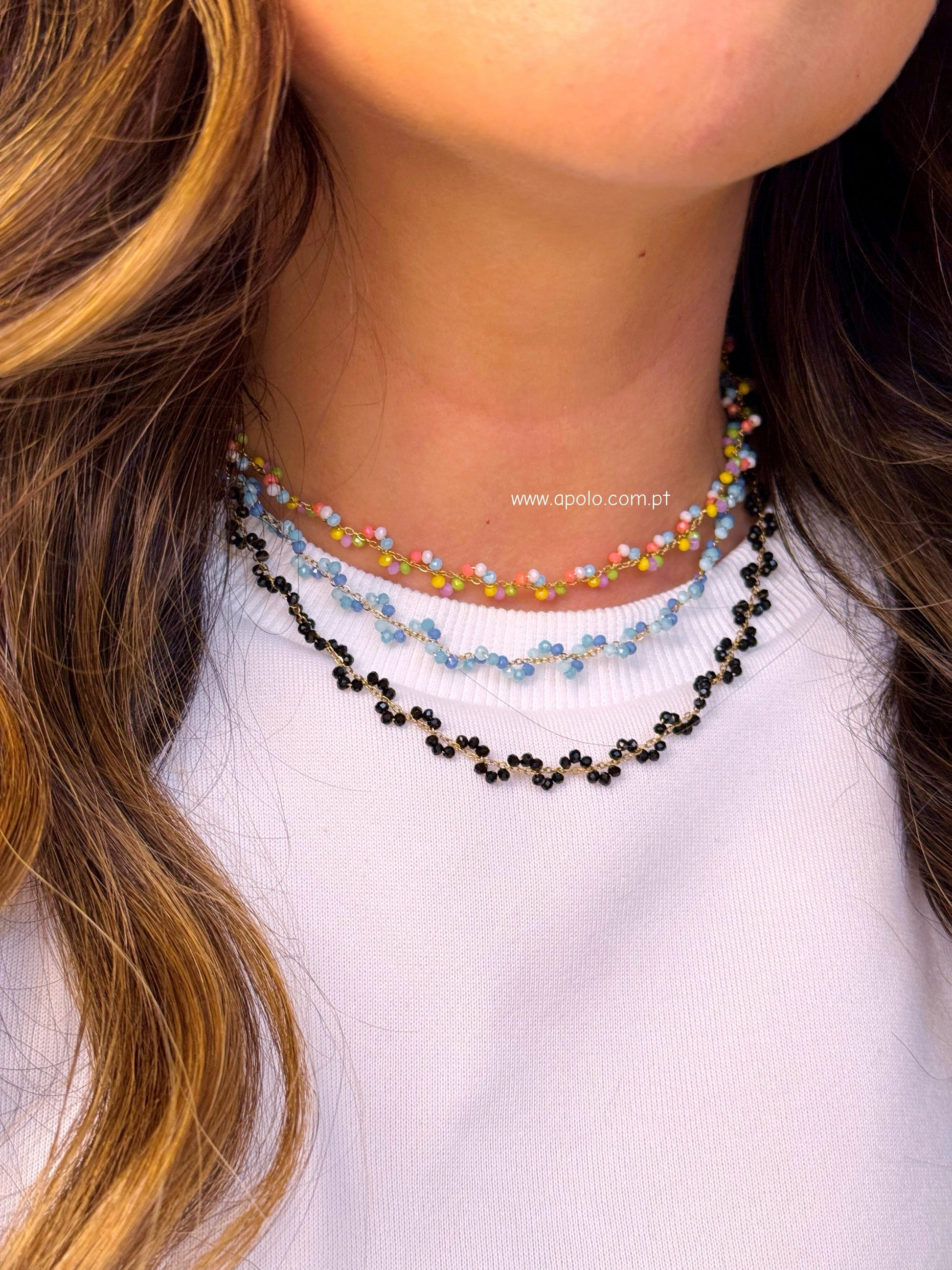 Colar/Gargantilha com missangas e efeito torcido | 3 Cores