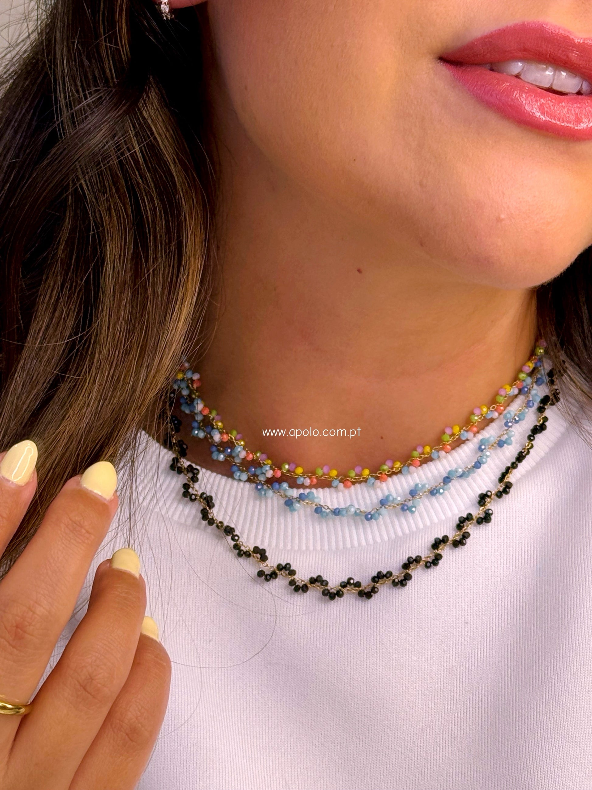 Colar/Gargantilha com missangas e efeito torcido | 3 Cores