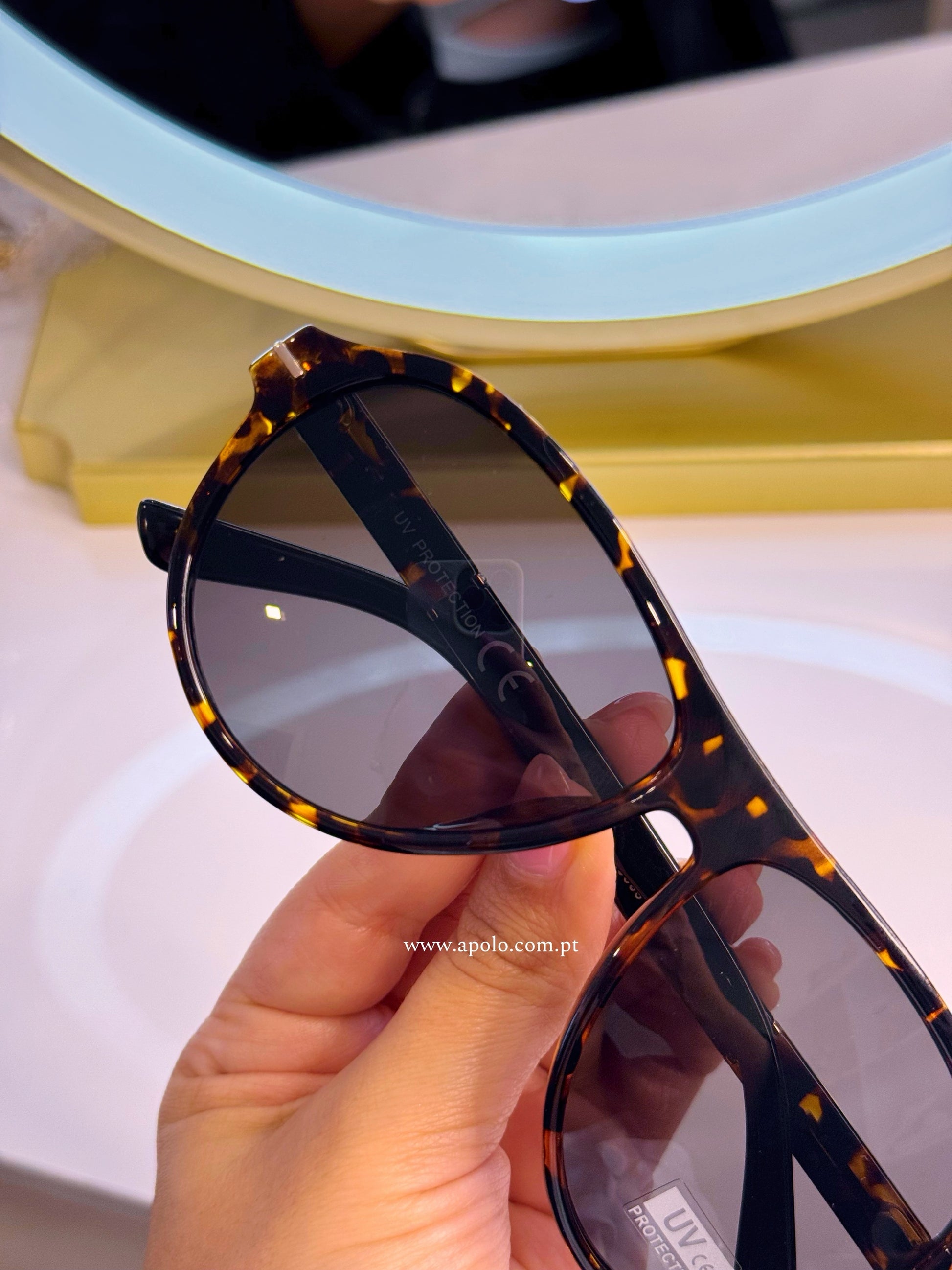 Óculos de massa estilo aviador com padrão tartaruga | Castanho