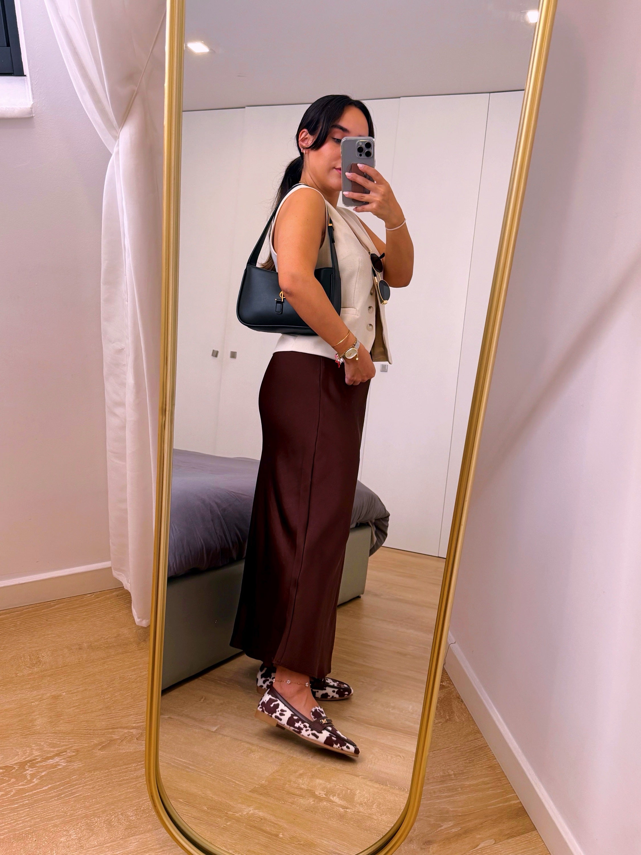 Sapato com estampado animal | castanho e branco