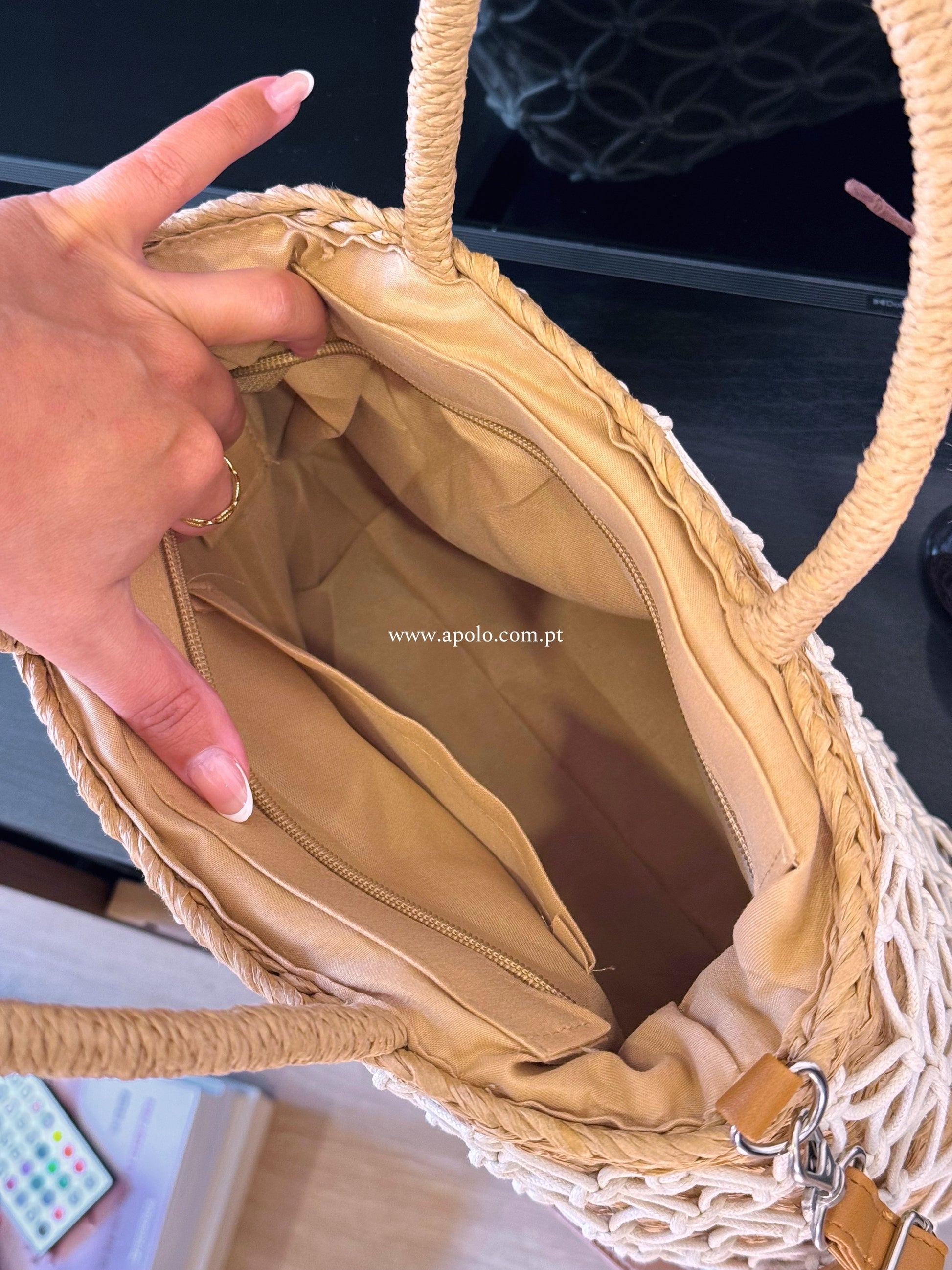 Mala de palha • com entrançado branco