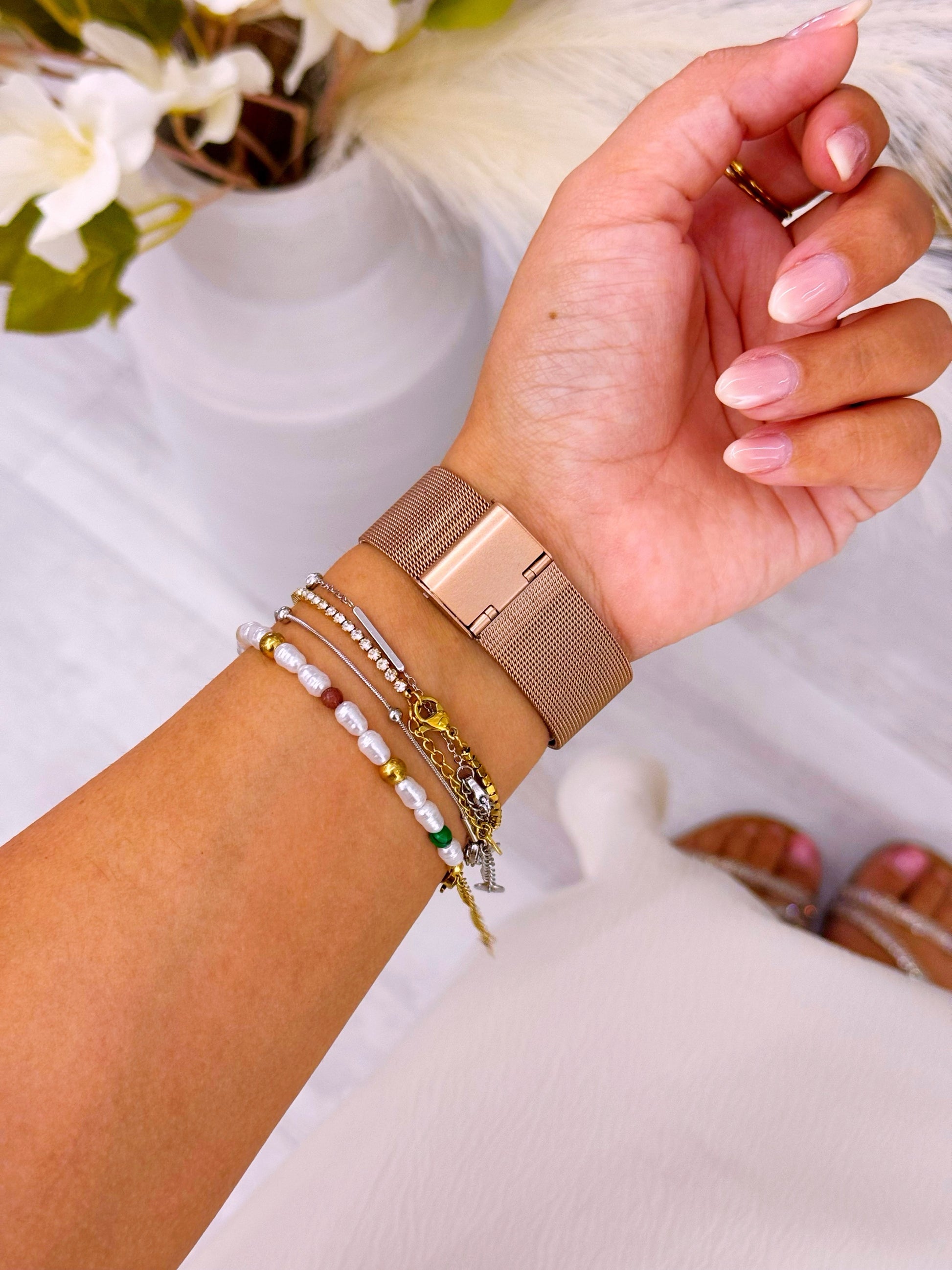 Relógio digital mostrador retangular | Rose Gold