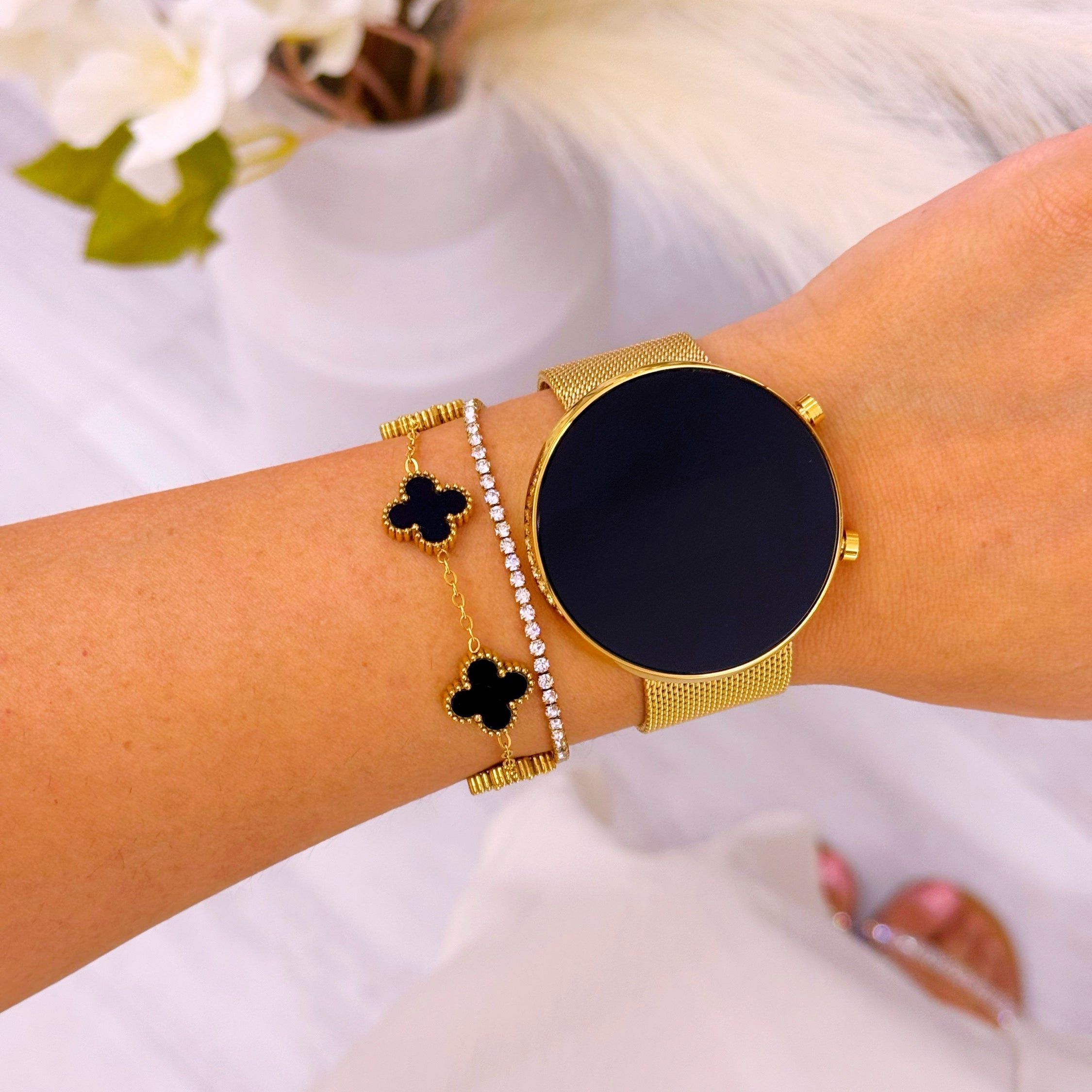 Relógio digital redondo | Dourado