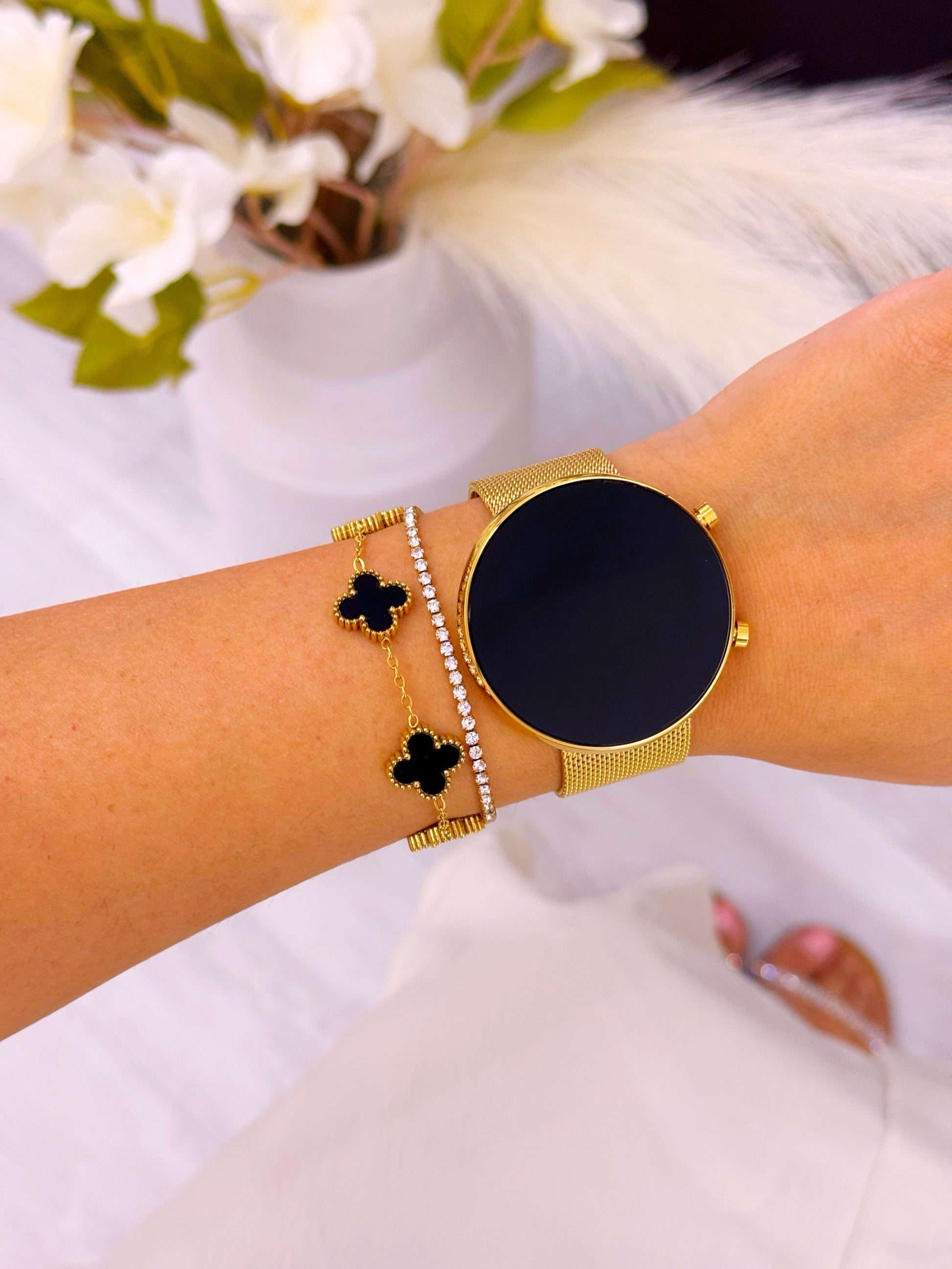 Relógio digital redondo | Dourado