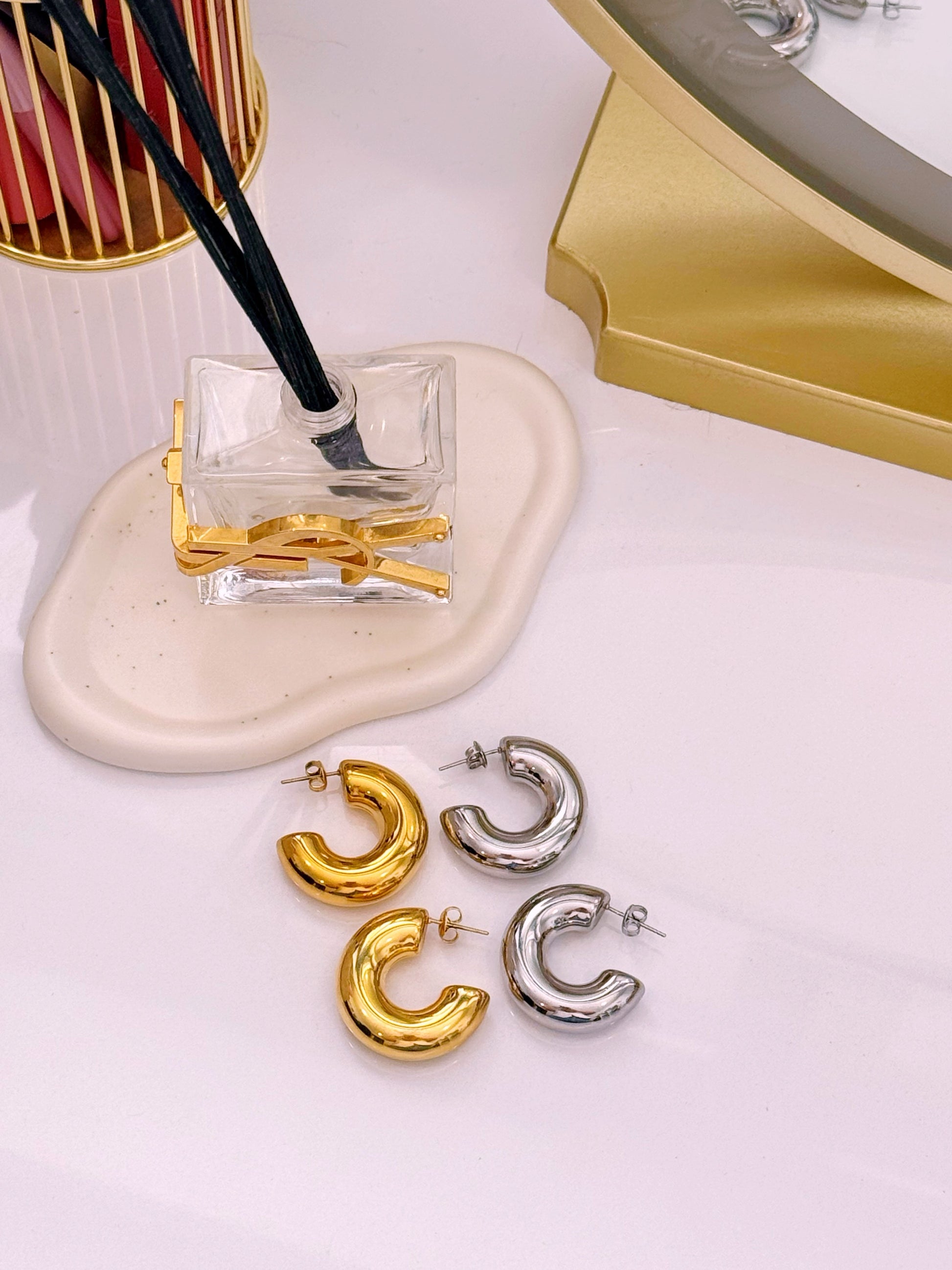 Argolas médias volumosas | 2 Cores