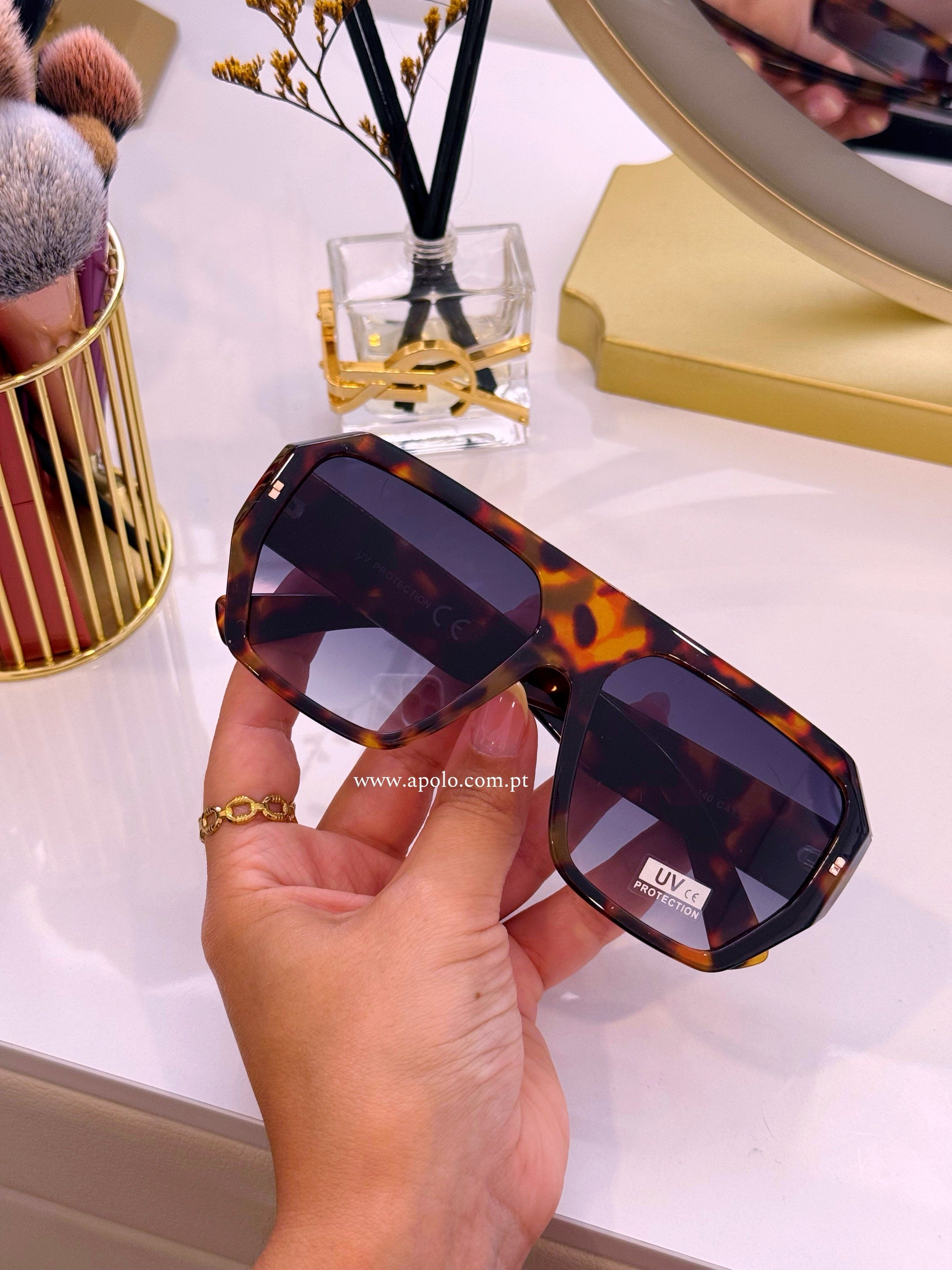 Óculos com armação em massa | Padrão Castanho