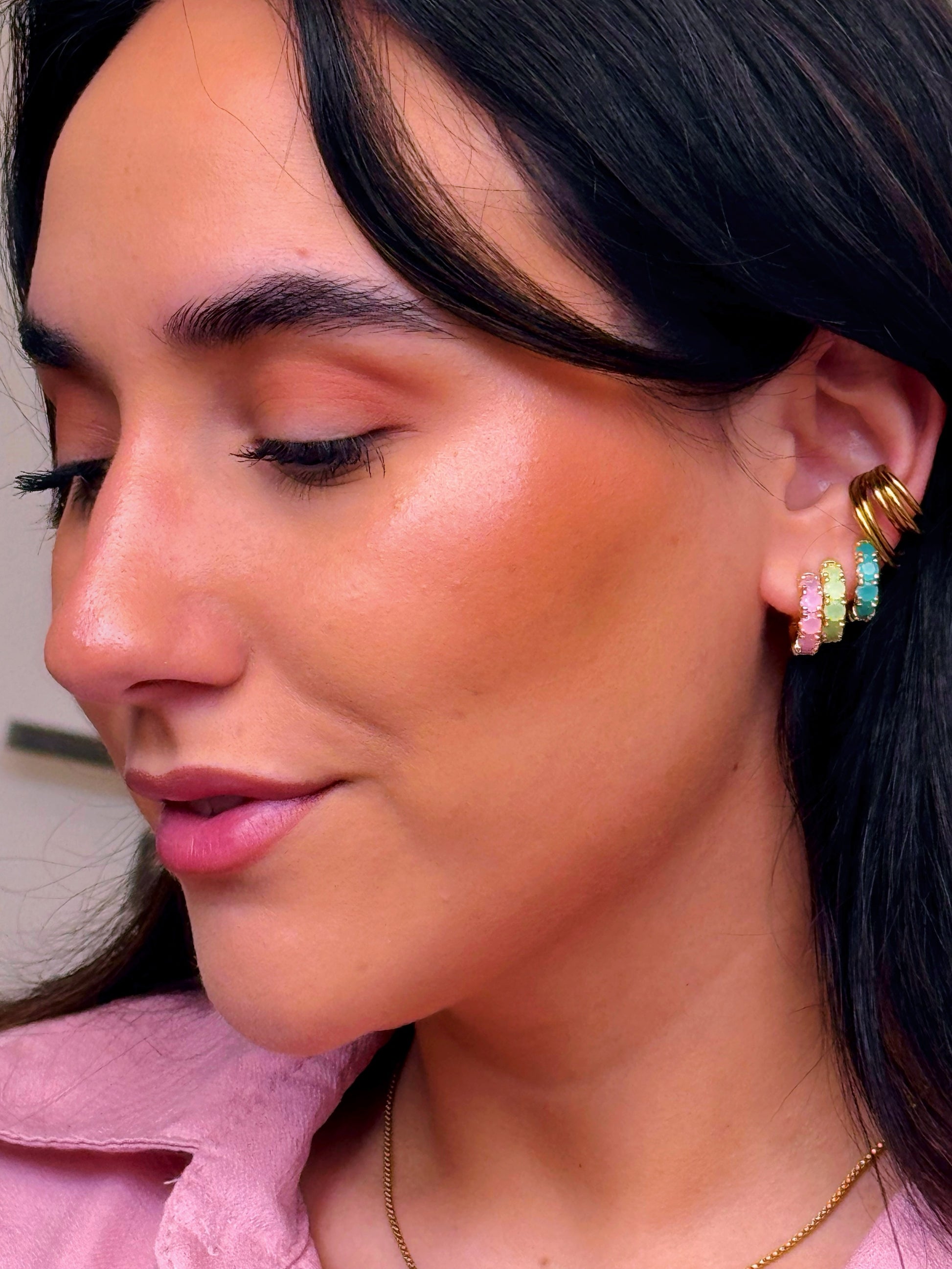 Argolinhas com pedrinhas coloridas | 3 Cores