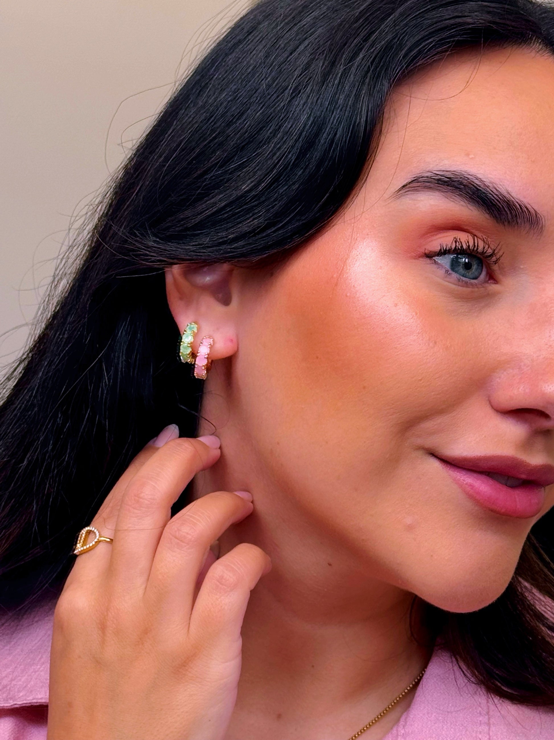 Argolinhas com pedrinhas coloridas | 3 Cores