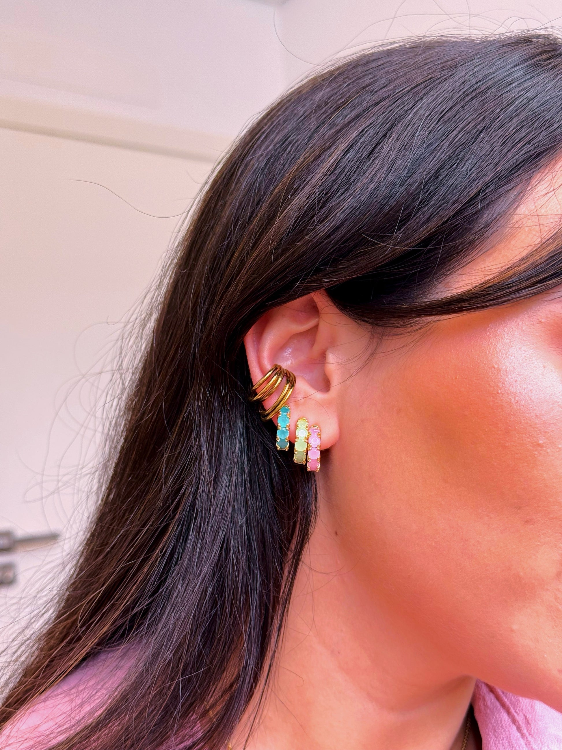 Argolinhas com pedrinhas coloridas | 3 Cores