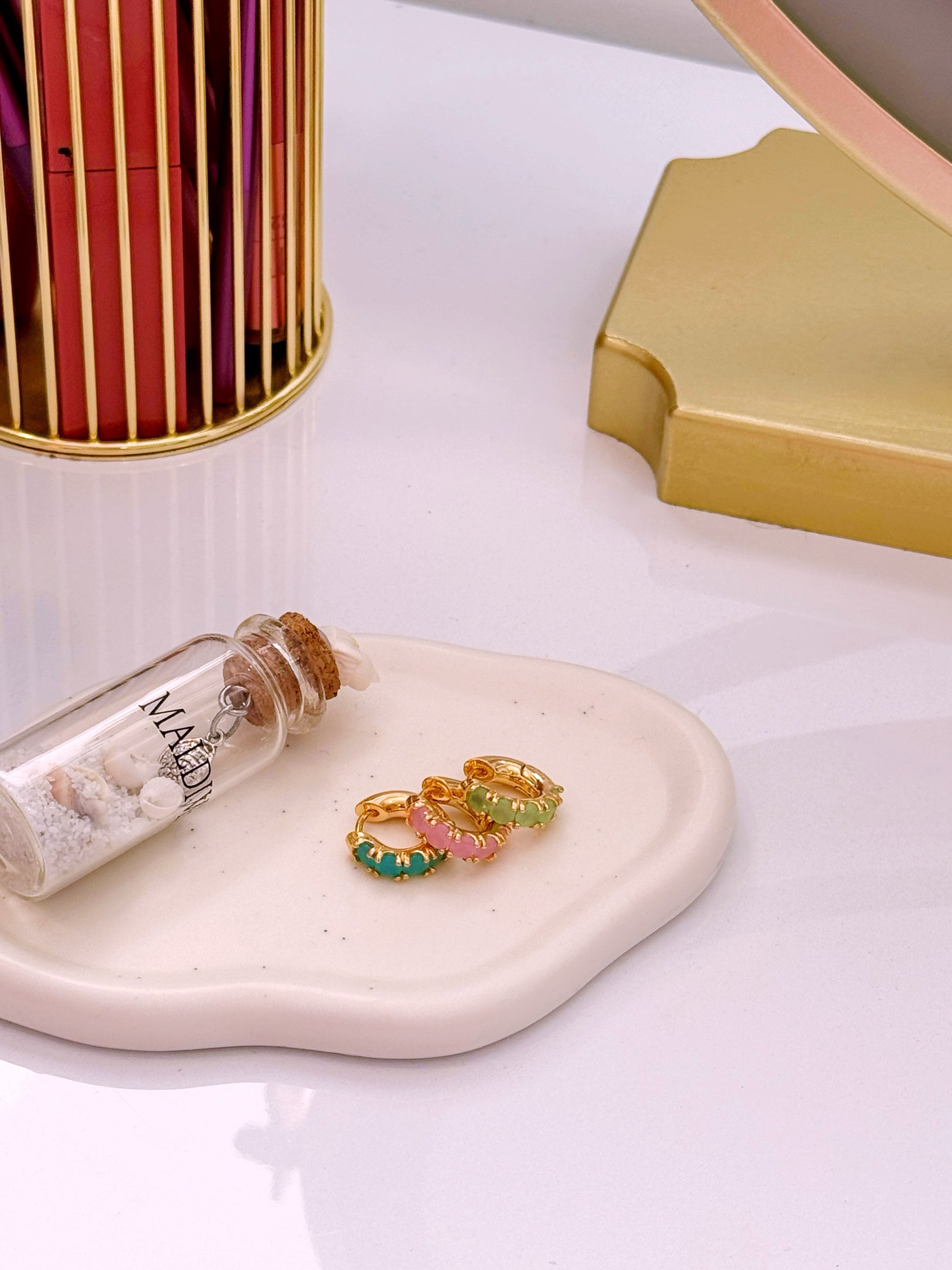 Argolinhas com pedrinhas coloridas | 3 Cores