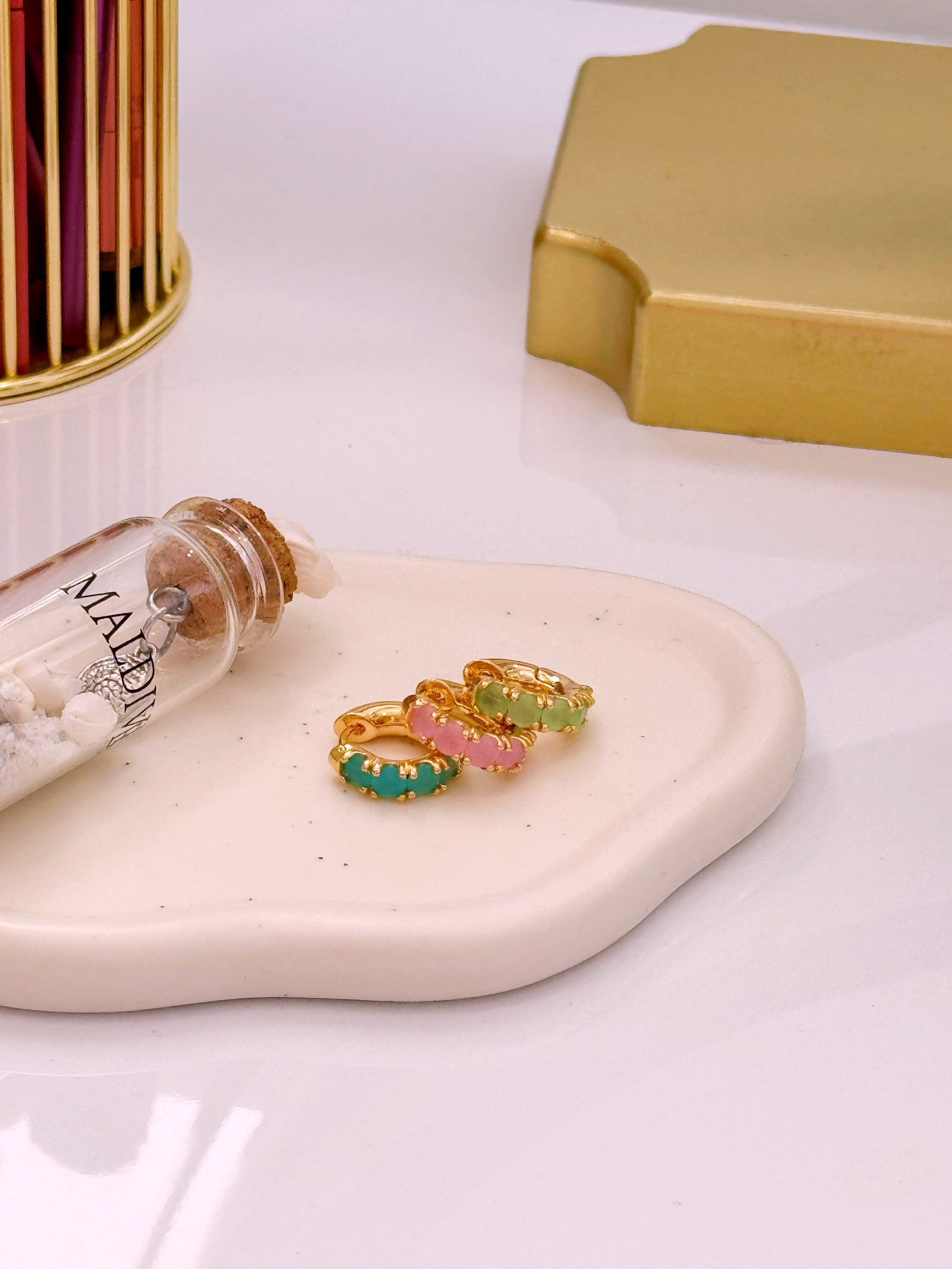 Argolinhas com pedrinhas coloridas | 3 Cores