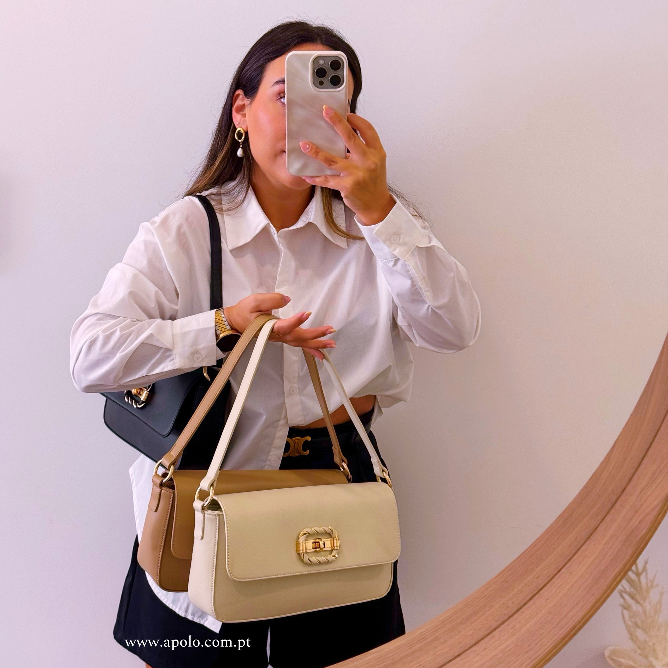 Mala Clássica • com pormenor torcido e metálico no fecho | 3 Cores