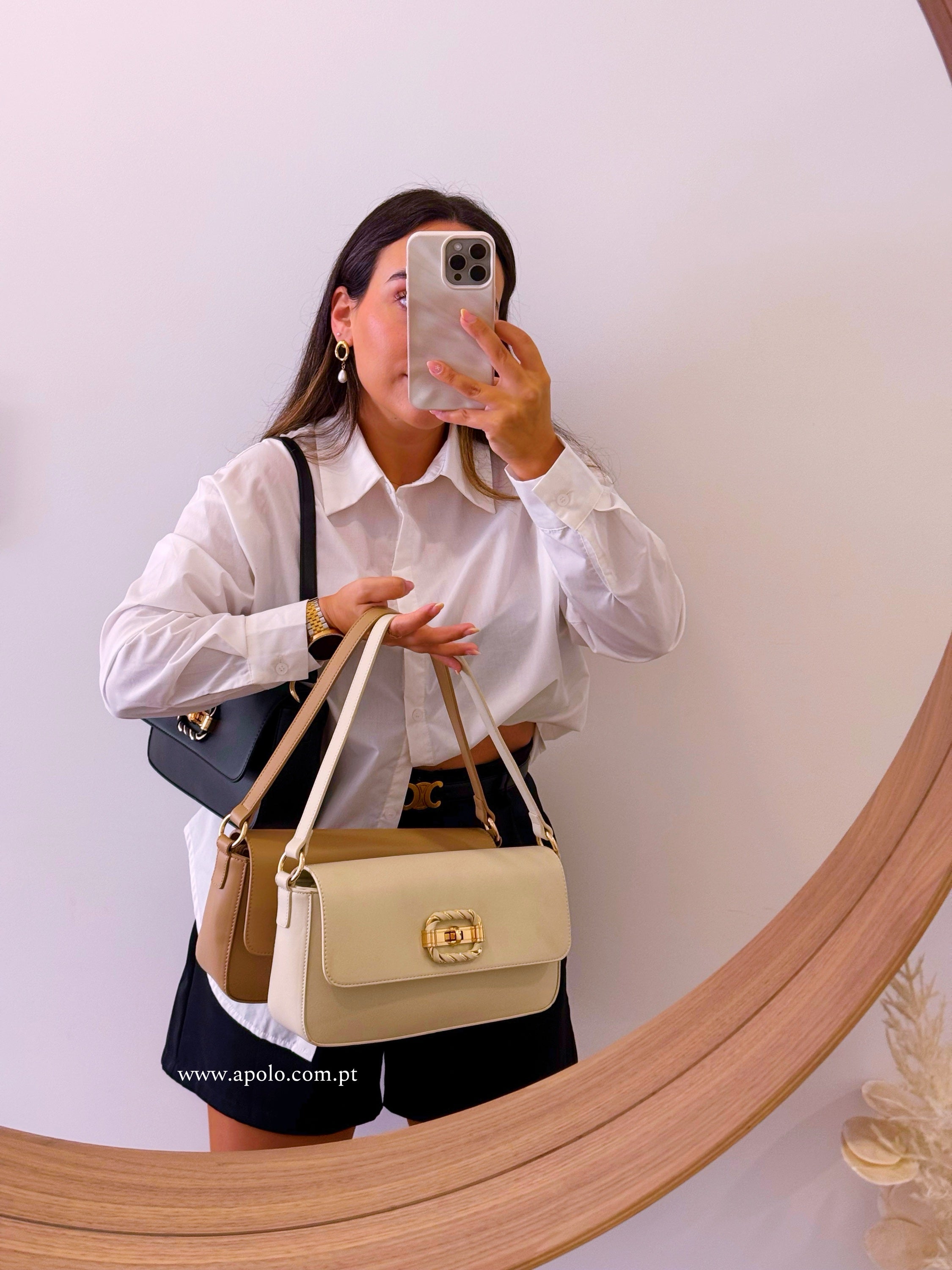 Mala Clássica • com pormenor torcido e metálico no fecho | 3 Cores