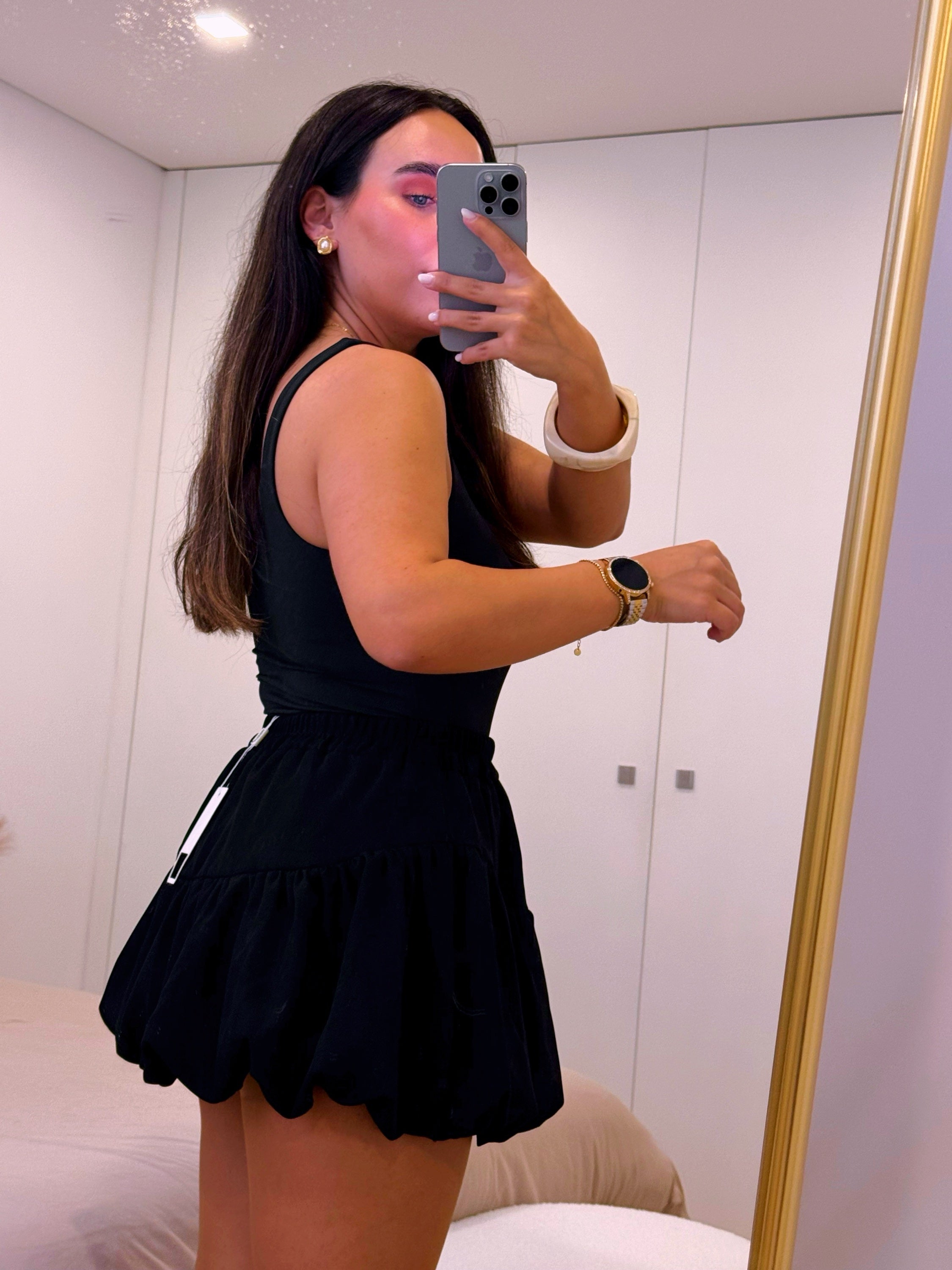 Saia-Calção efeito Balão S/M | Preto • MOCHY