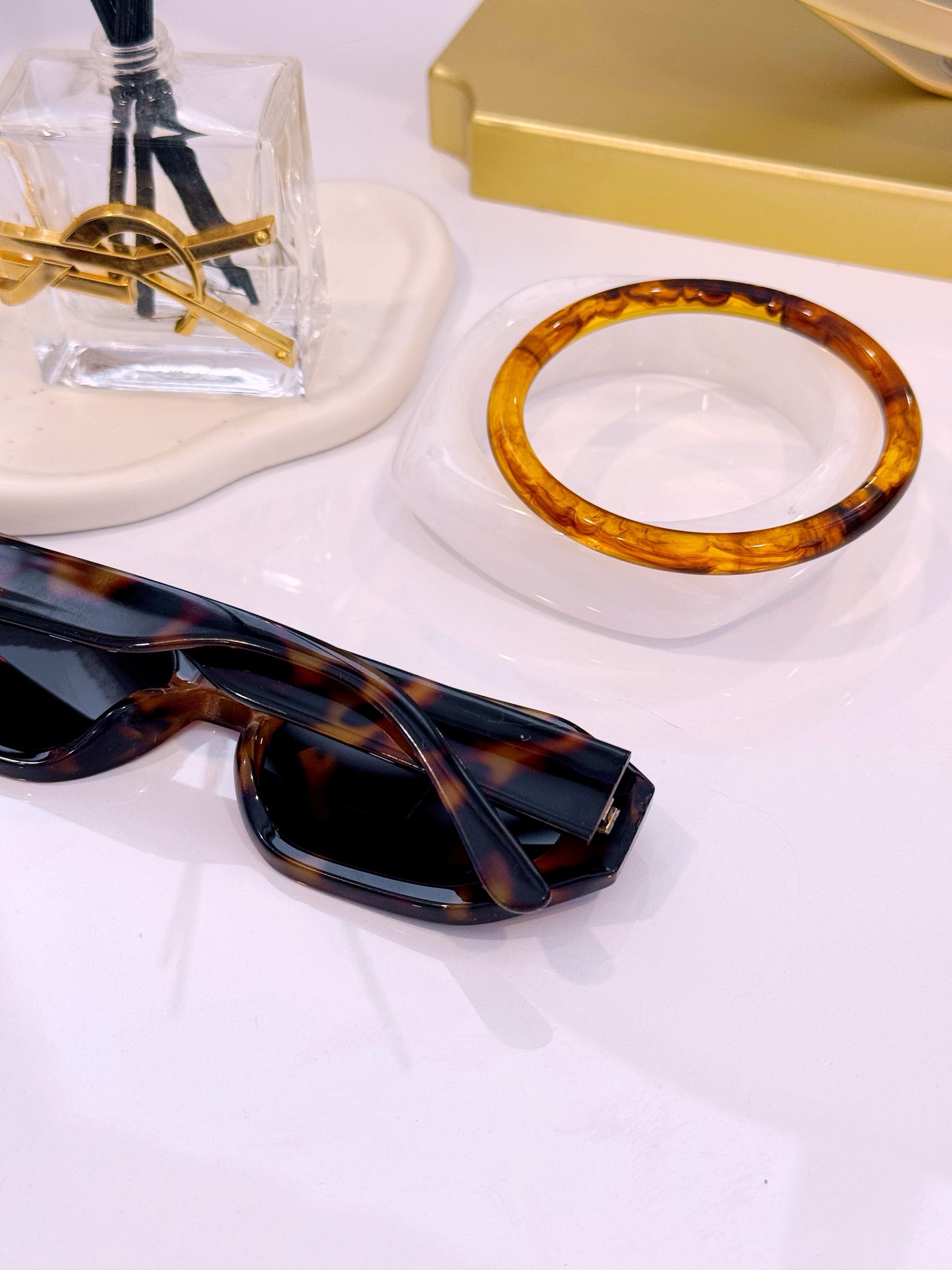 Óculos hexagonais em massa | Padrão Castanho