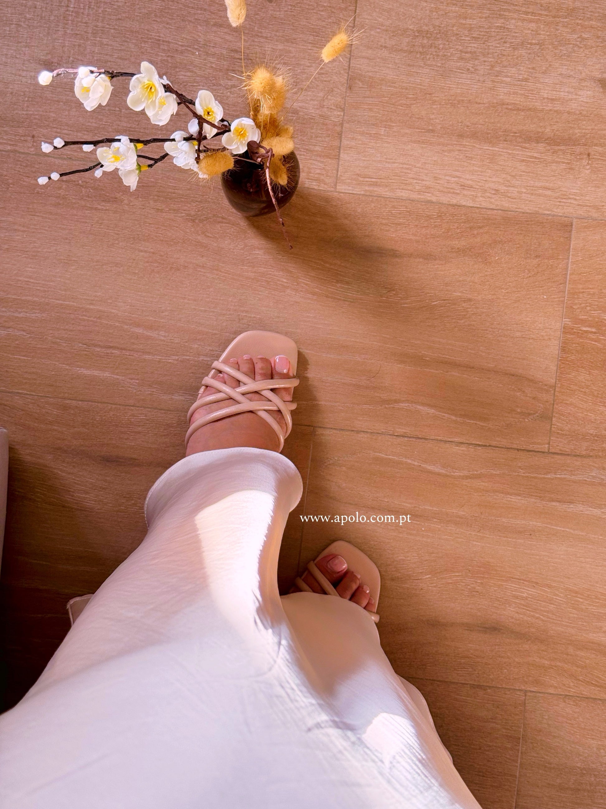 Sandália elegante com entrançado | Nude rosado