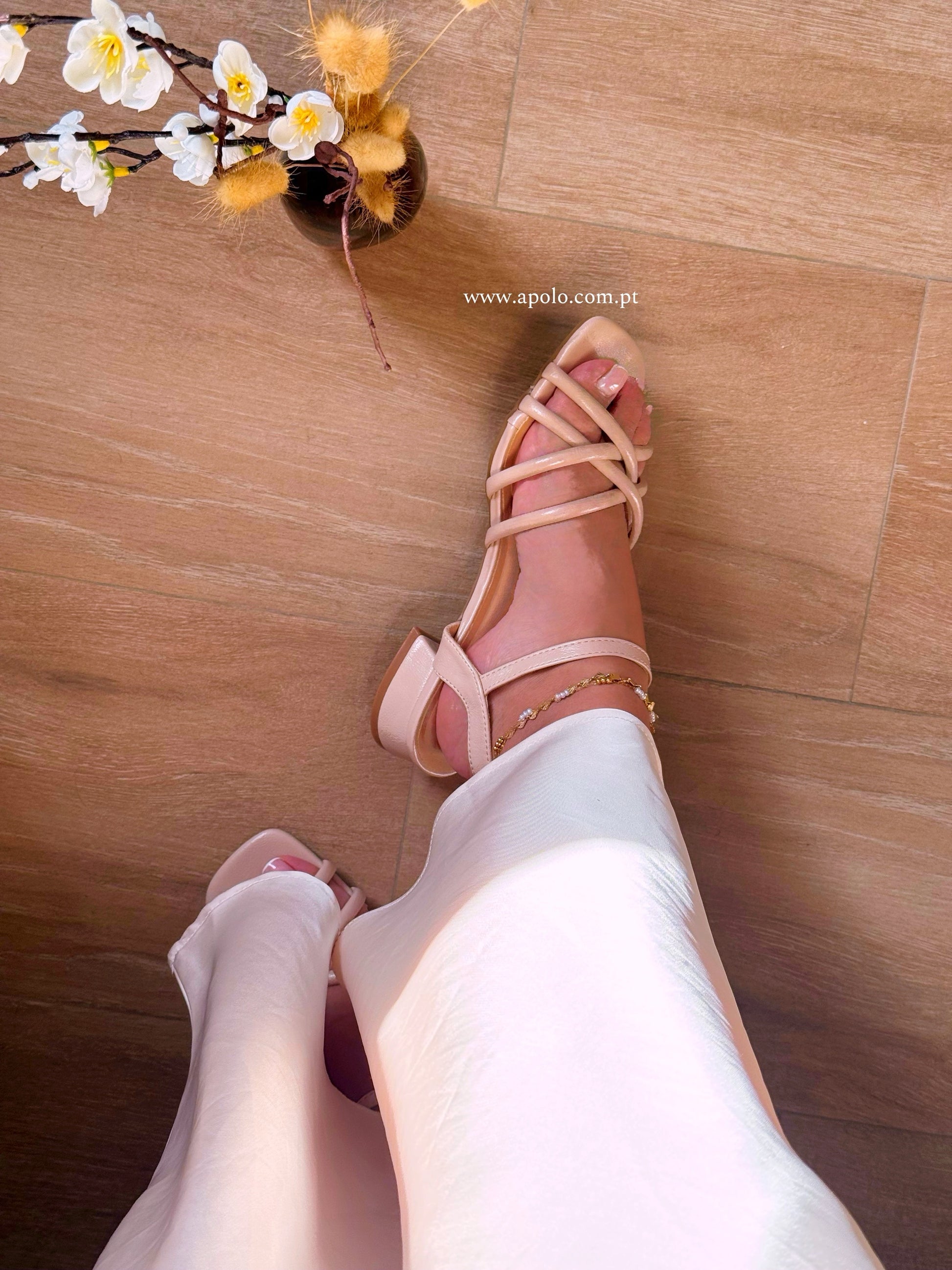 Sandália elegante com entrançado | Nude rosado