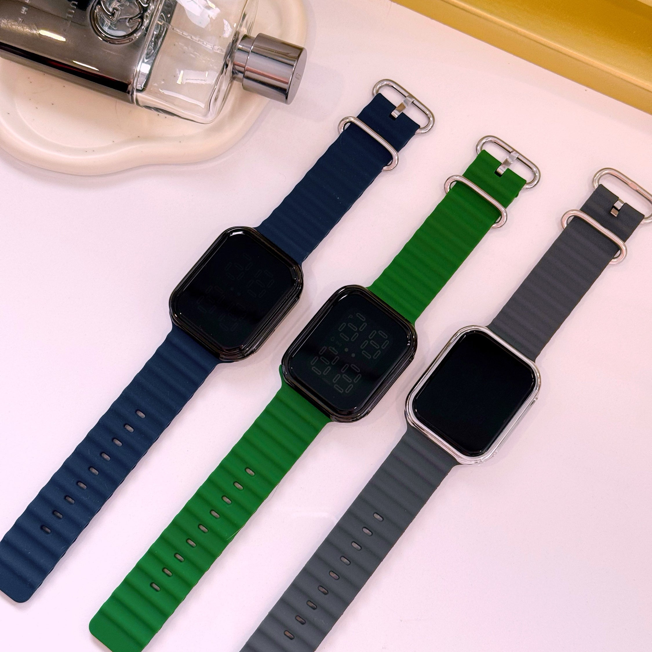 Relógio digital de silicone • retangular touch | 3 Cores