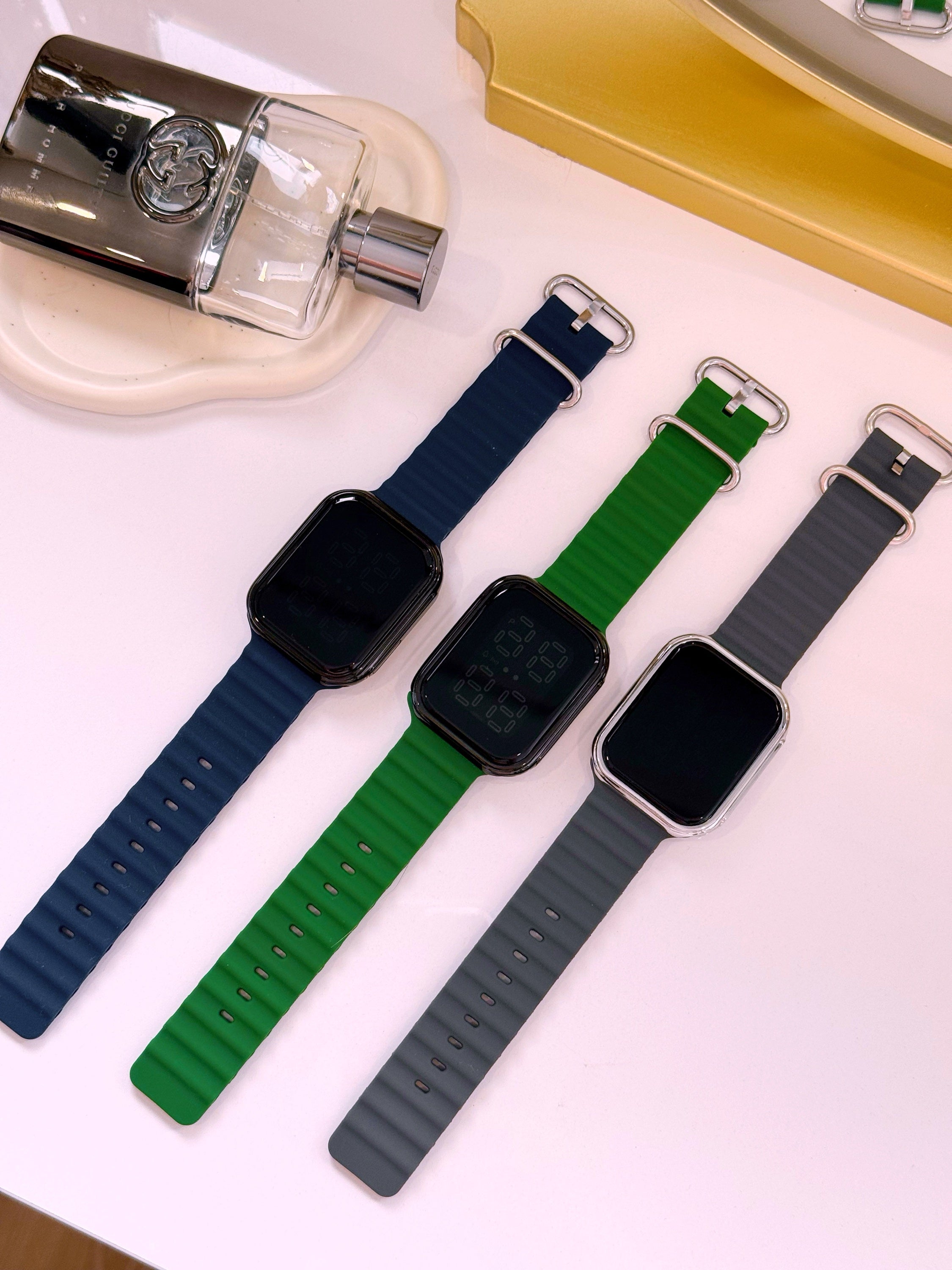 Relógio digital de silicone • retangular touch | 3 Cores