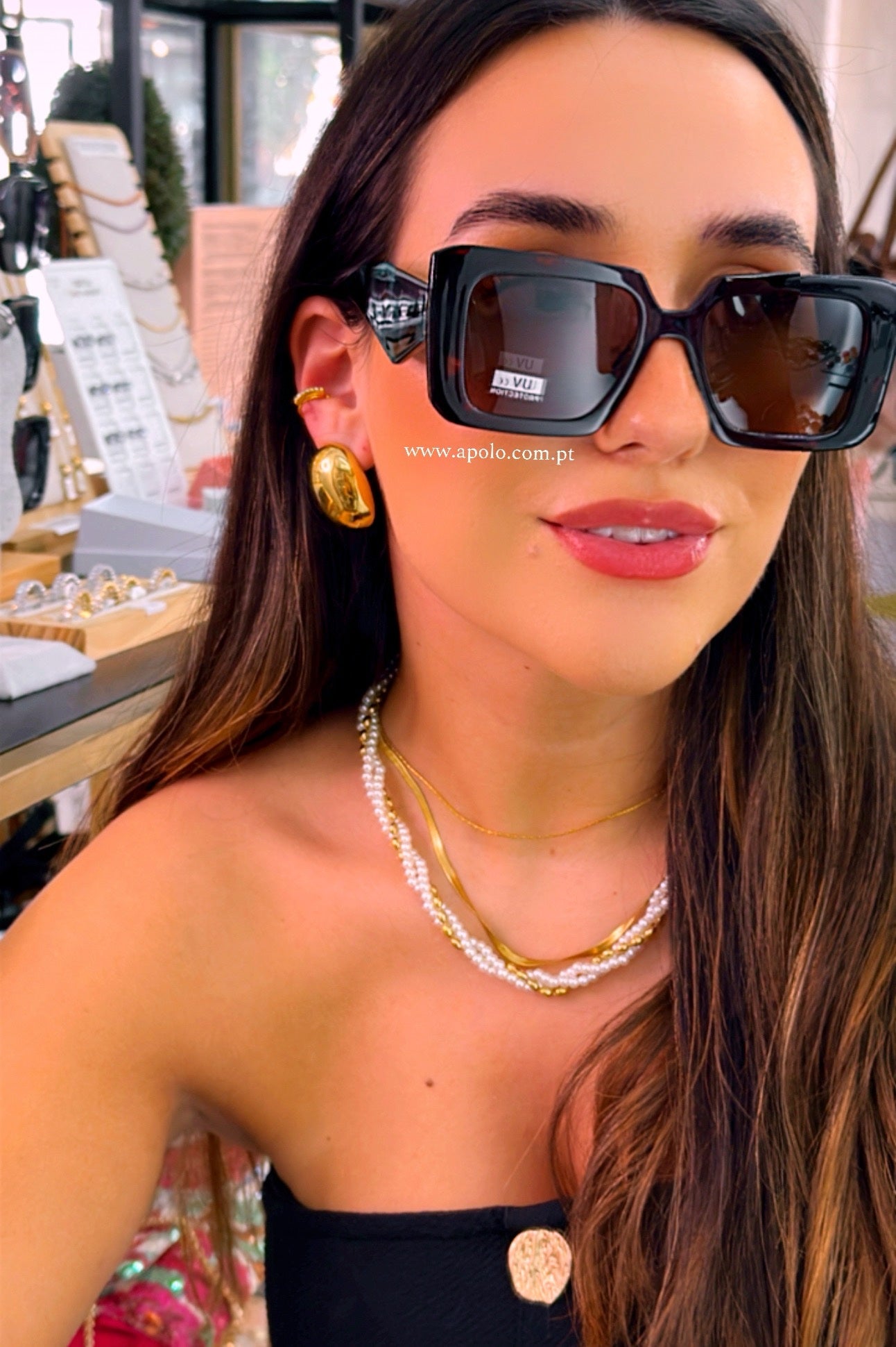 Óculos de massa padrão castanho e verde