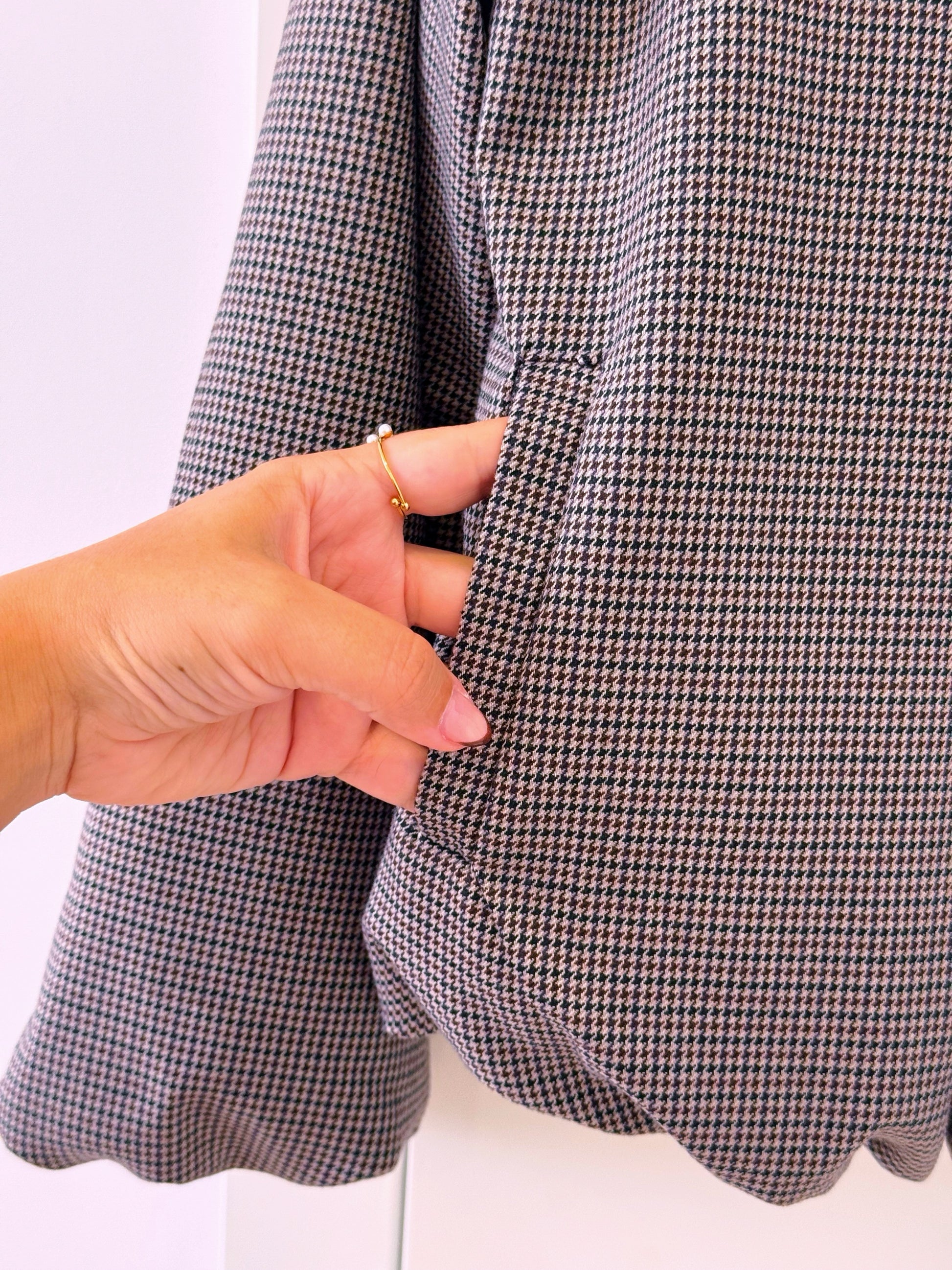 CONJUNTO 2 PEÇAS 🔥 • Saia e Casaco bomber | Padrão castanho e preto