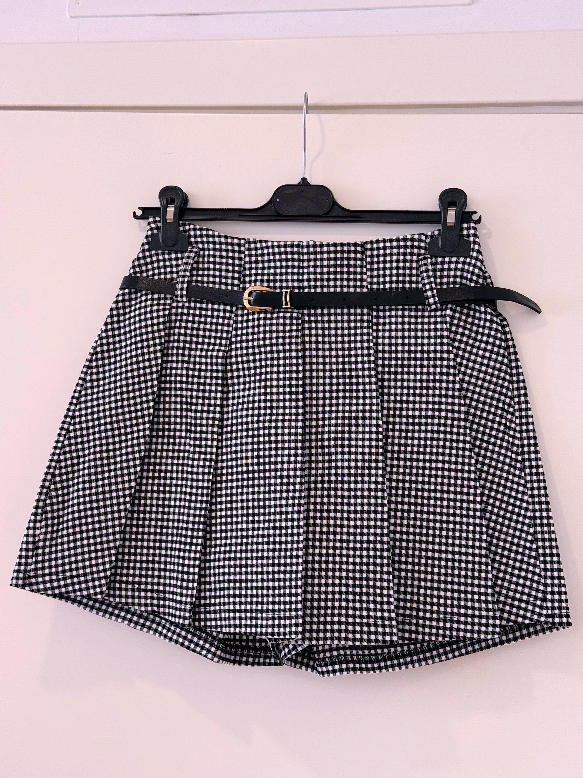 Saia-Calção padrão xadrez vichy | Preto e Branco