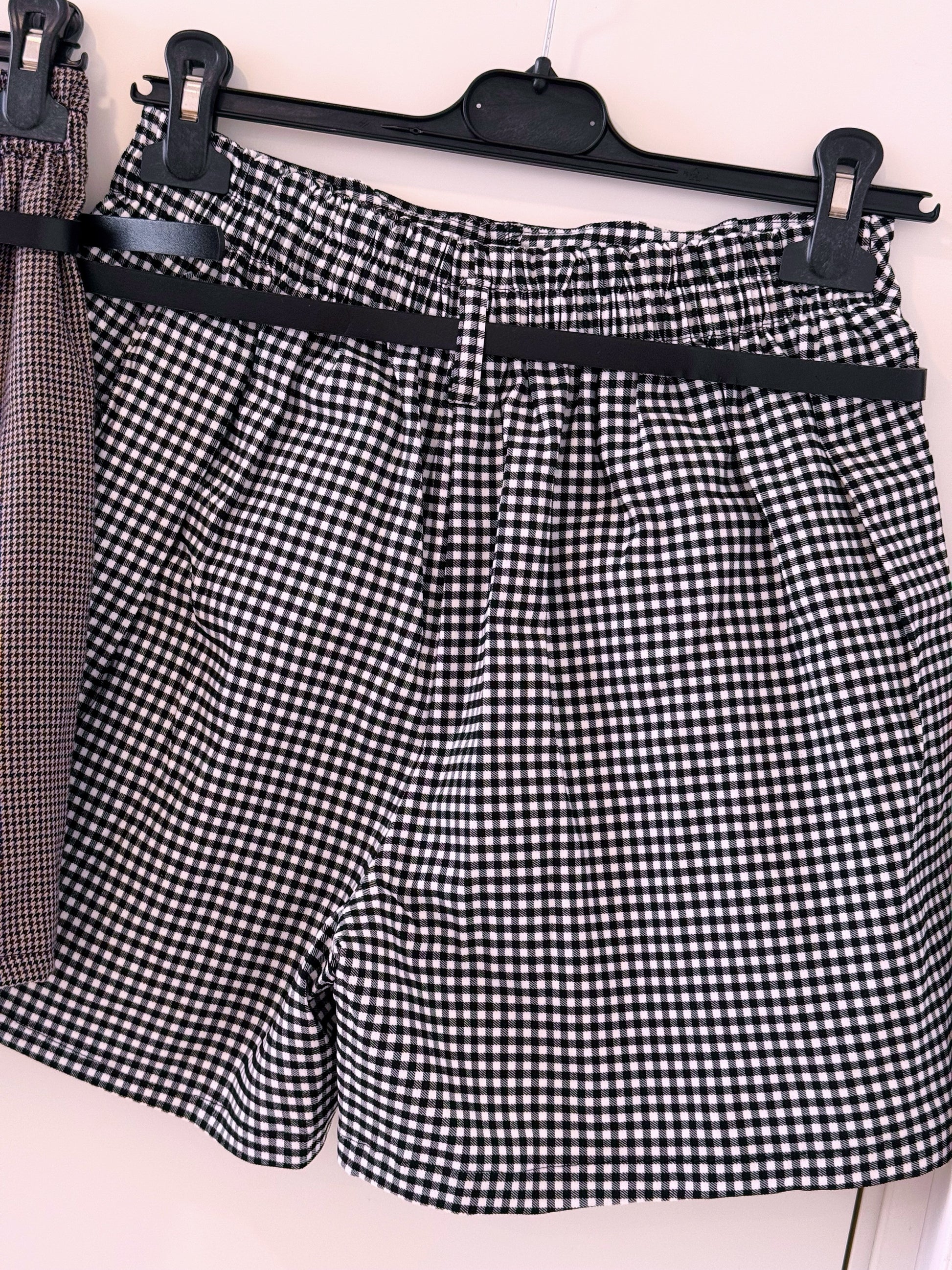 Saia-Calção padrão xadrez vichy | Preto e Branco