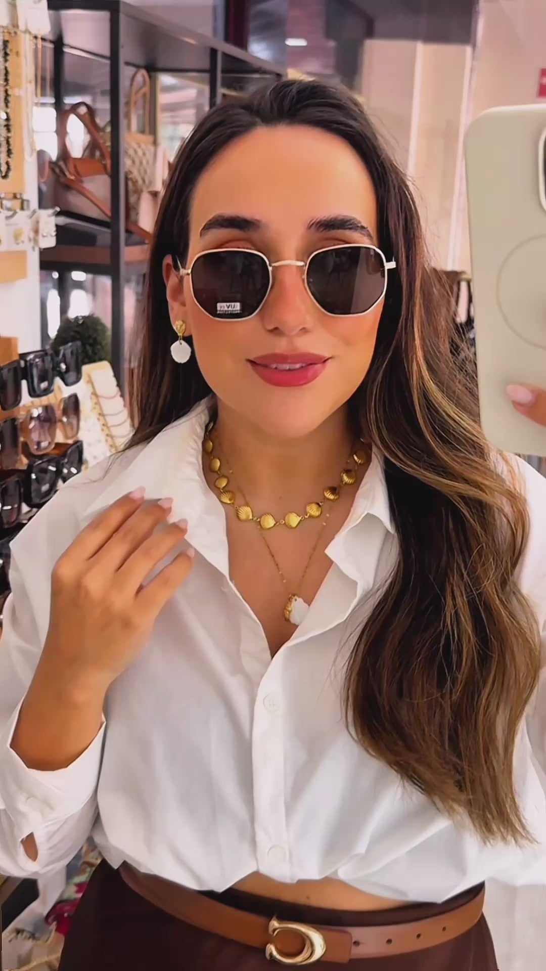 Óculos de sol lente hexagonal | Dourado