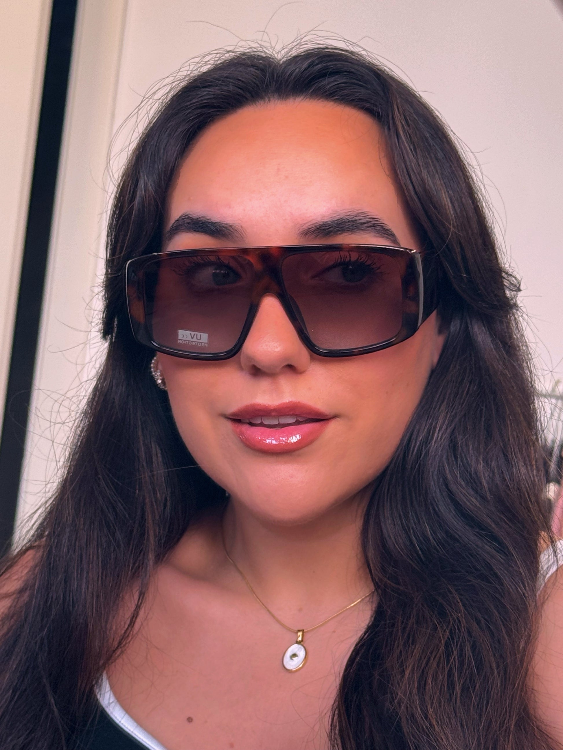 Óculos oversized com armação em massa | Padrão Castanho