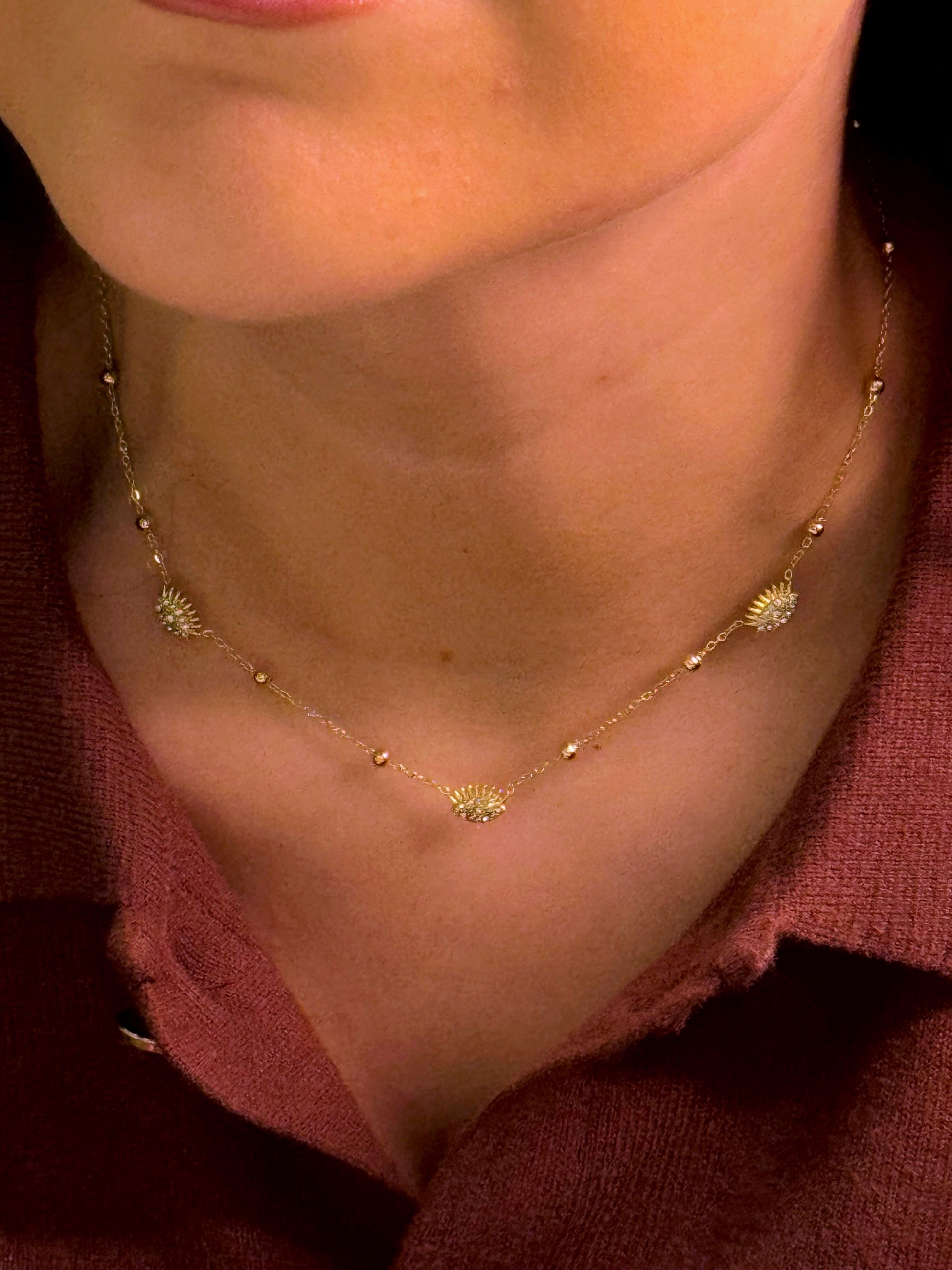 Colar com olho grego e brilhantes | Dourado