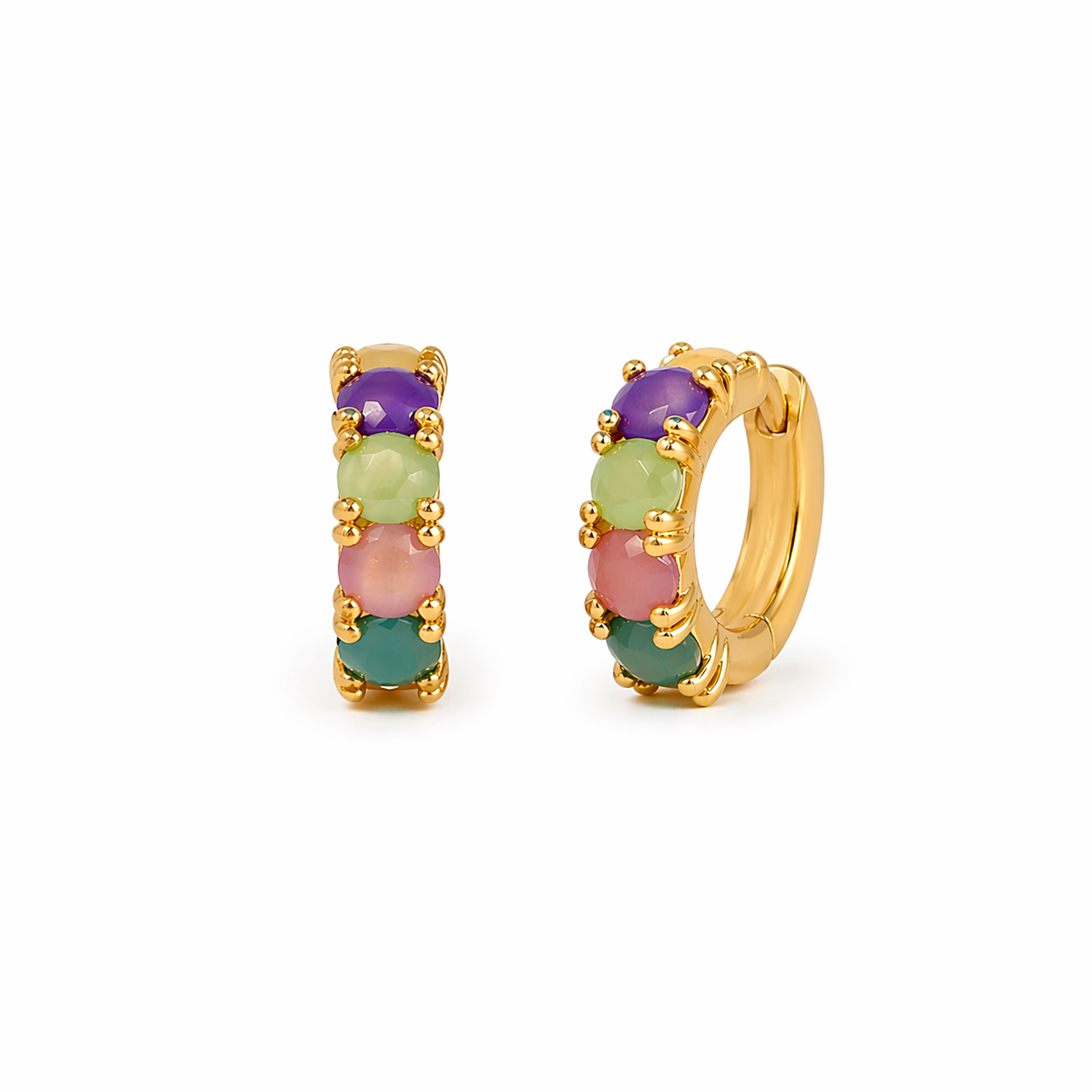 Argolas médias com pedrinhas • Dourado | Cores Pastel