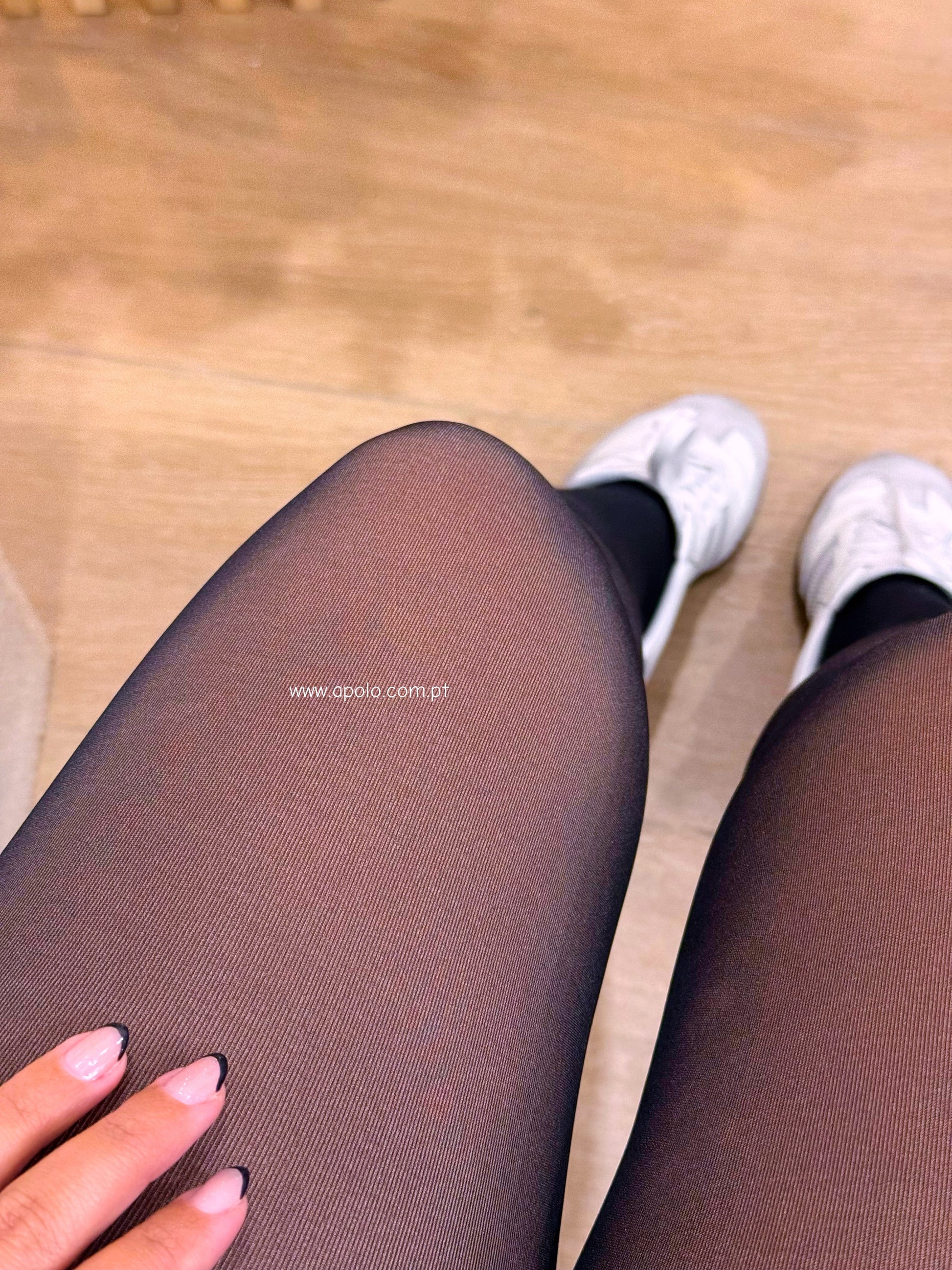 Meia-calça mágica térmica com efeito redutor | Preto com efeito bege