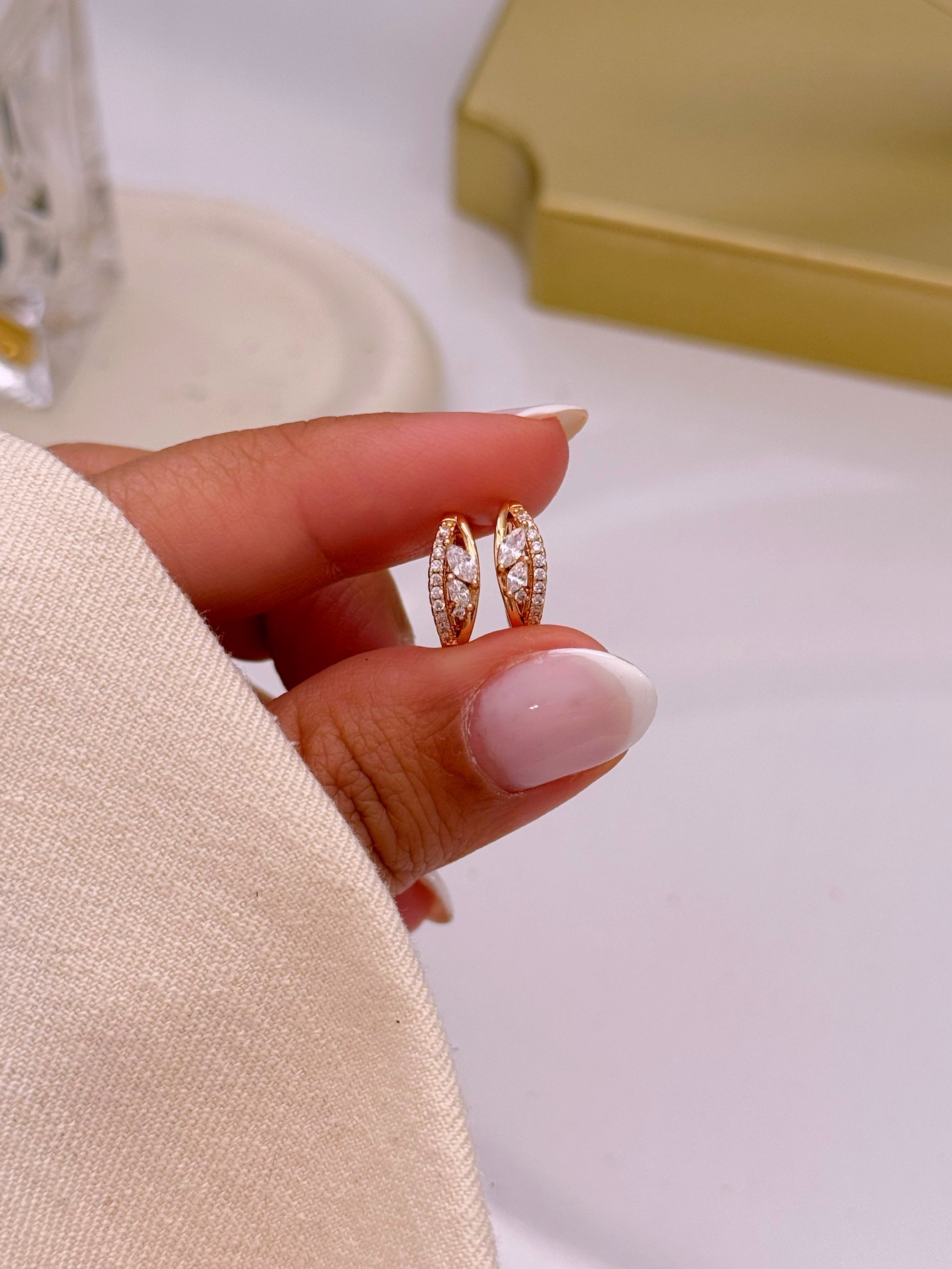 Argolinhas efeito duplo com brilhantes | Rose Gold