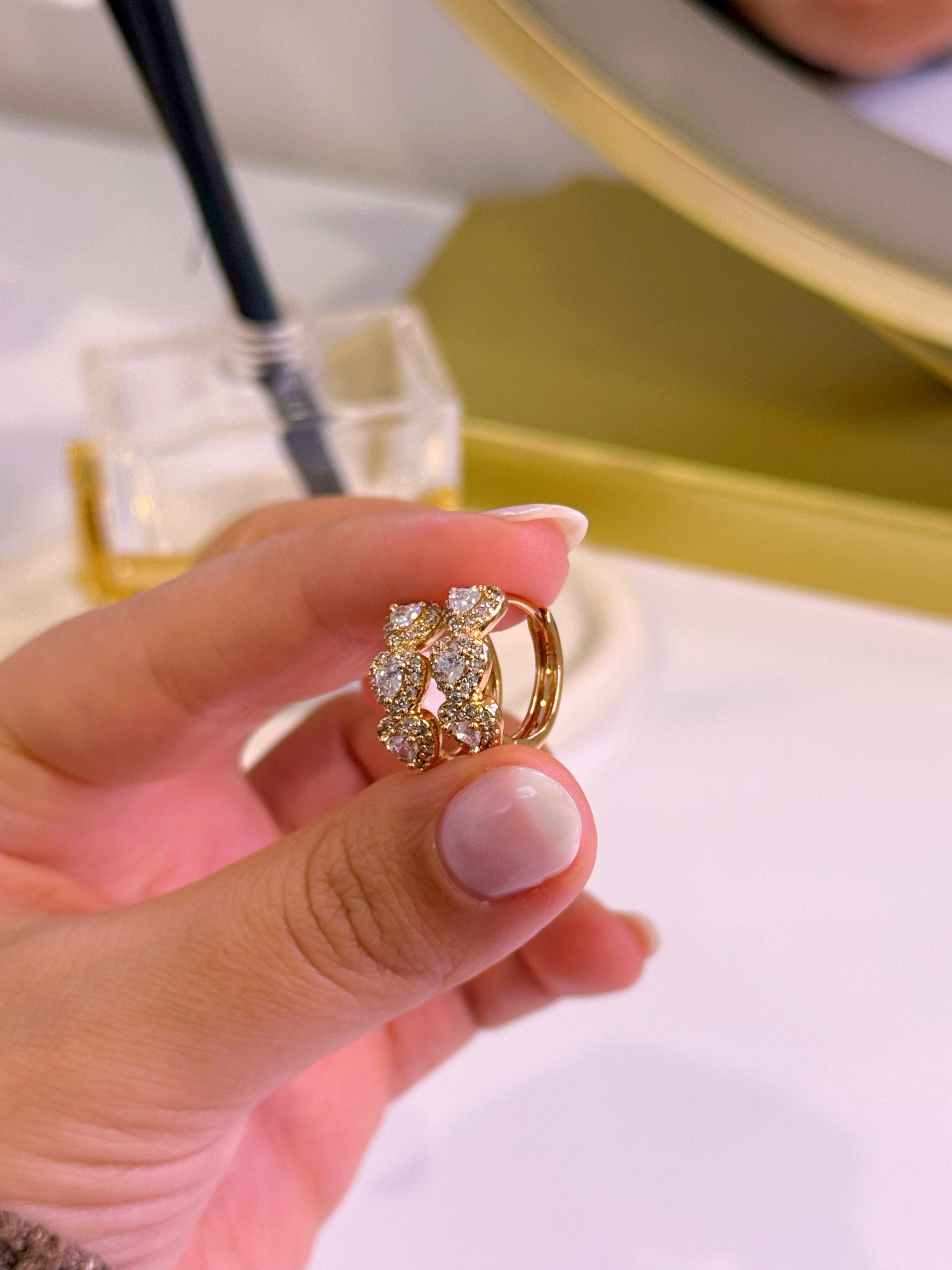 Argolinhas 3 corações preenchidos com brilhantes | Rose Gold