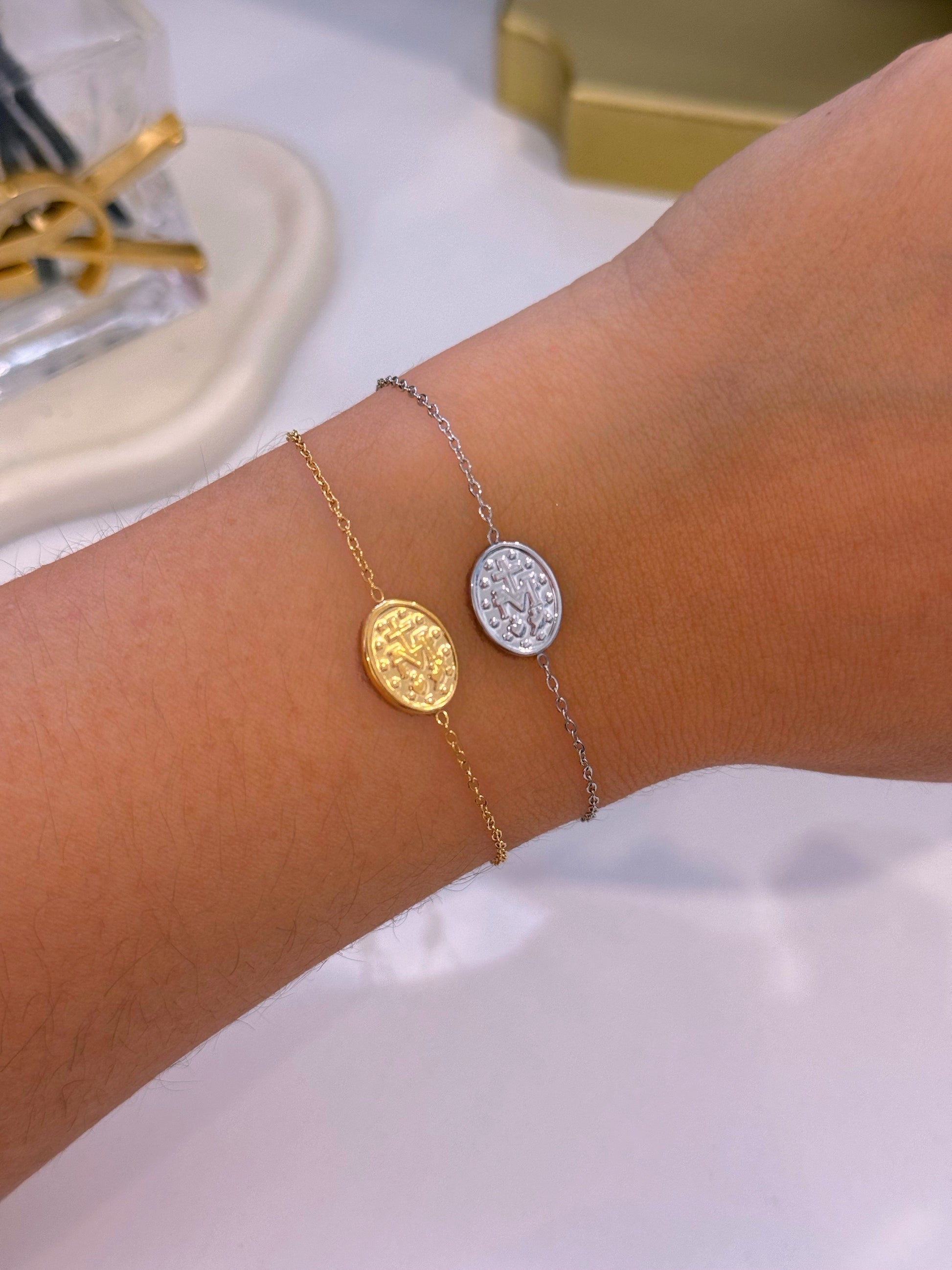 Pulseira dupla face • medalha Nª Senhora | 2 Cores