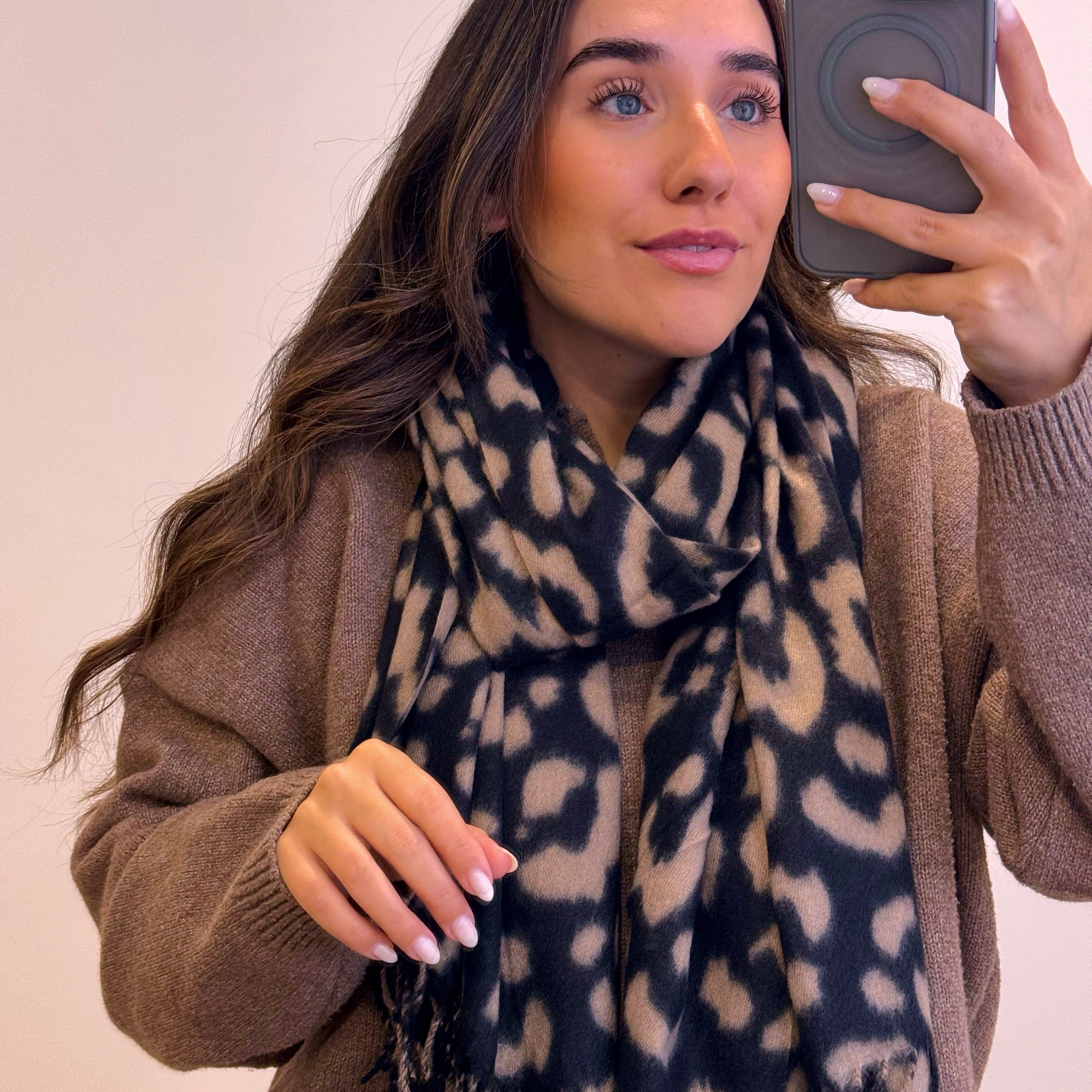 Cachecol Animal Print com Franjas | 3 cores