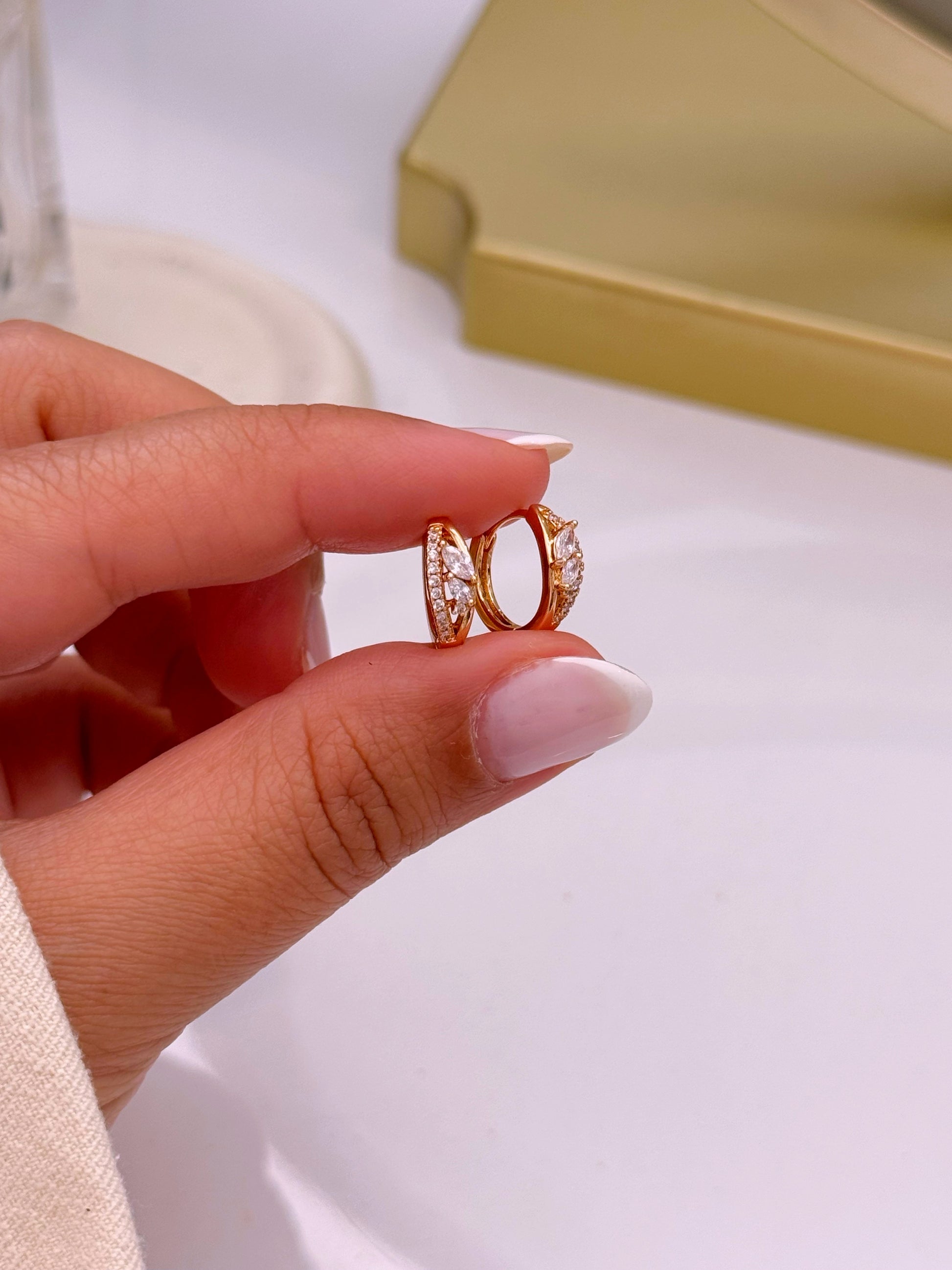 Argolinhas efeito duplo com brilhantes | Rose Gold