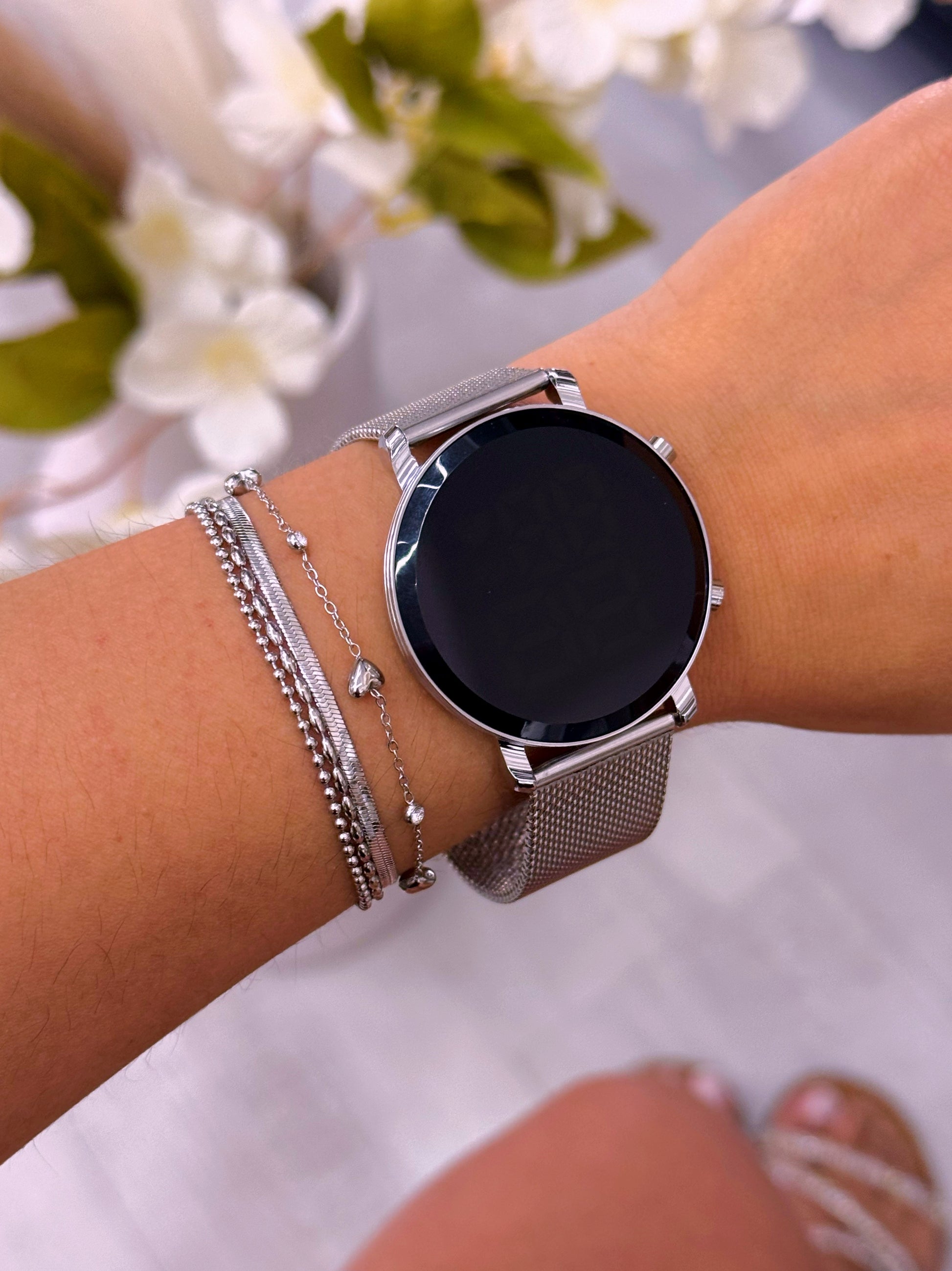 Relógio digital bracelete simples | Prateado
