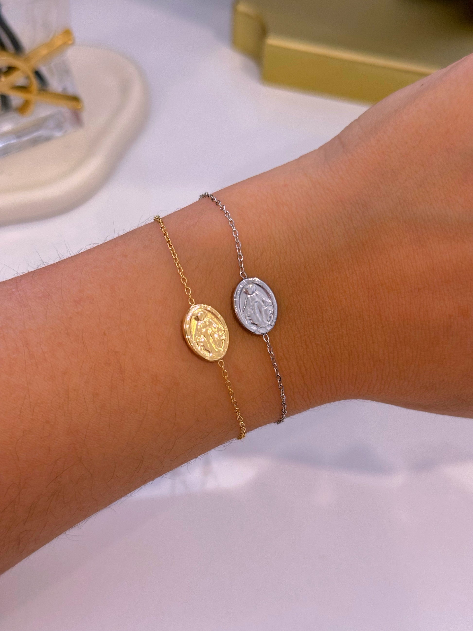 Pulseira dupla face • medalha Nª Senhora | 2 Cores