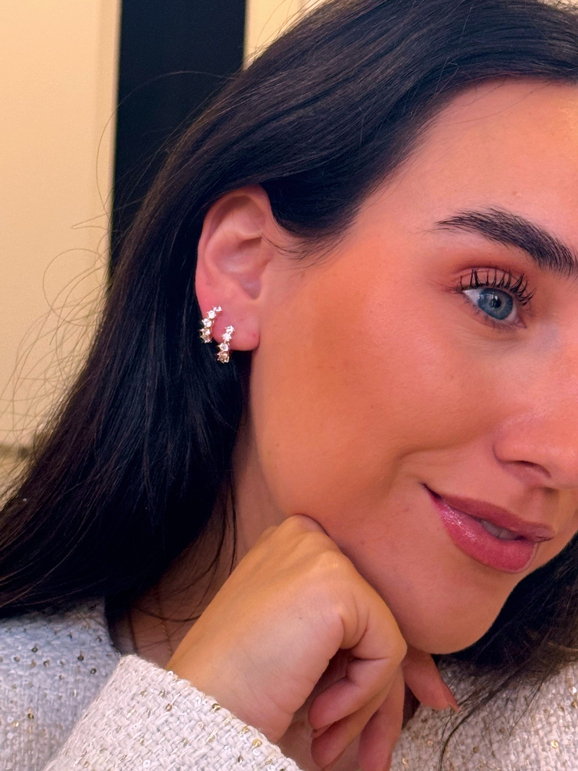 Argolinhas preenchidas com brilhantes | Rose Gold