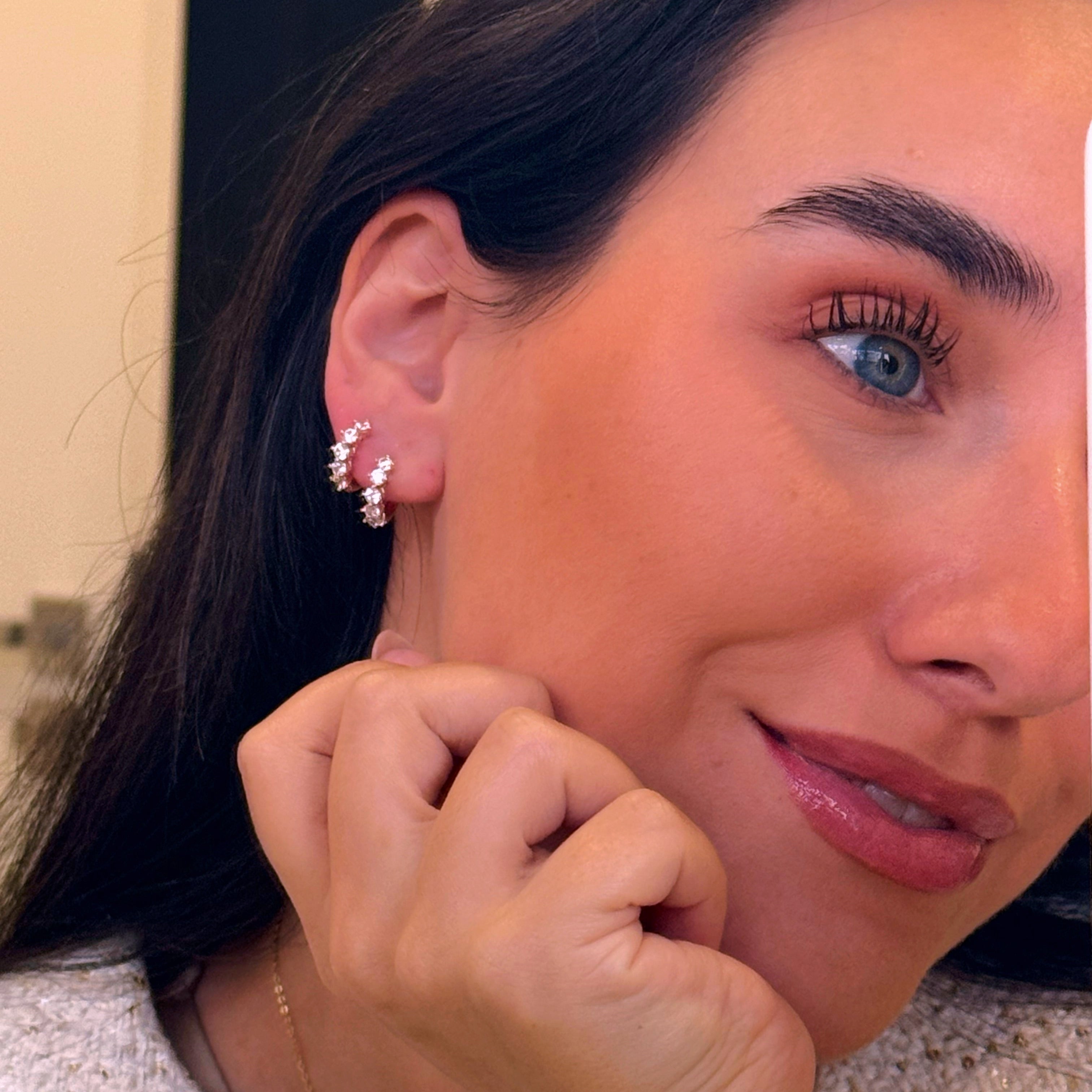Argolinhas preenchidas com brilhantes | Rose Gold