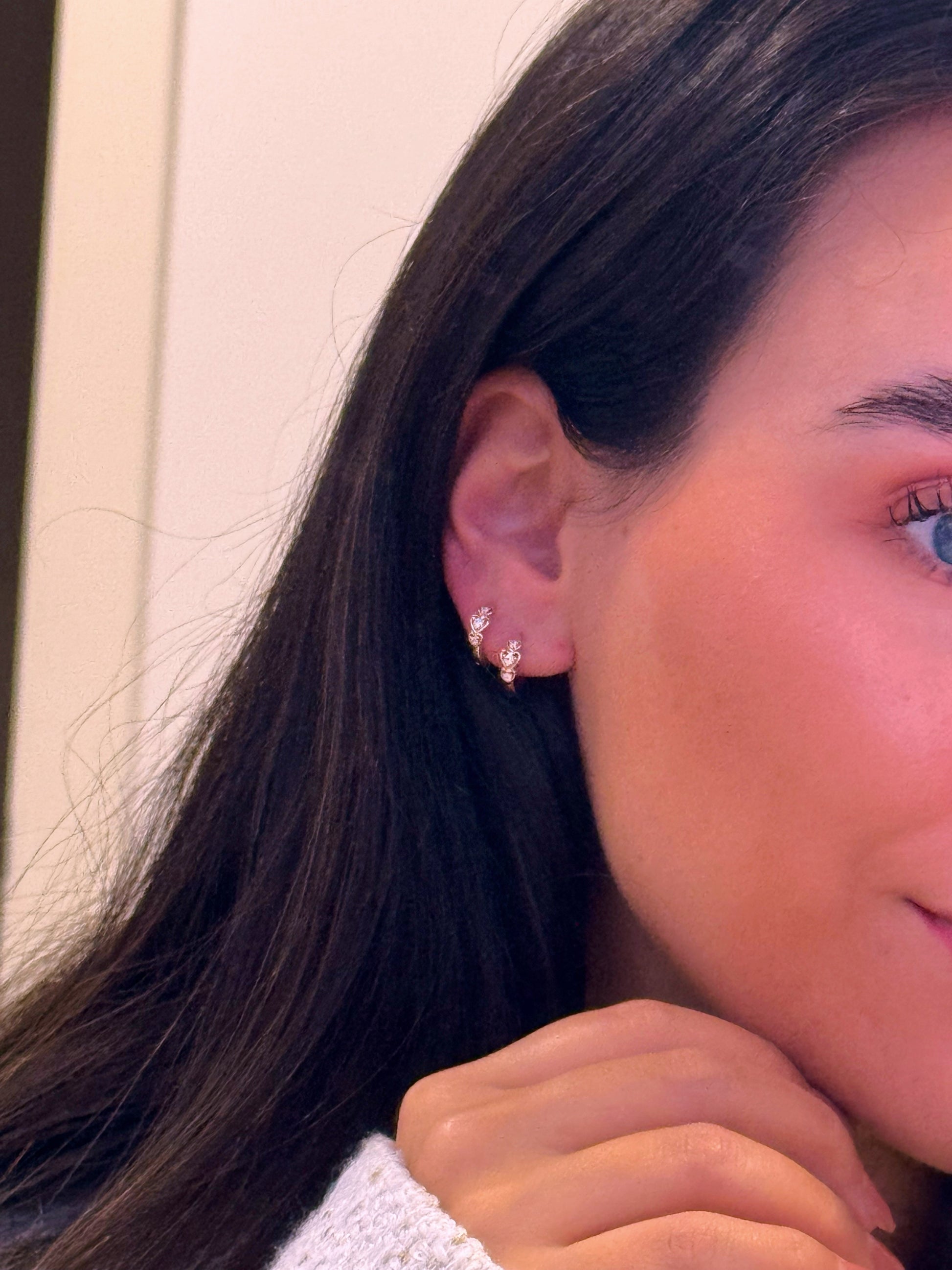 Argolinhas de 3 corações com brilhante ao centro | Rose Gold