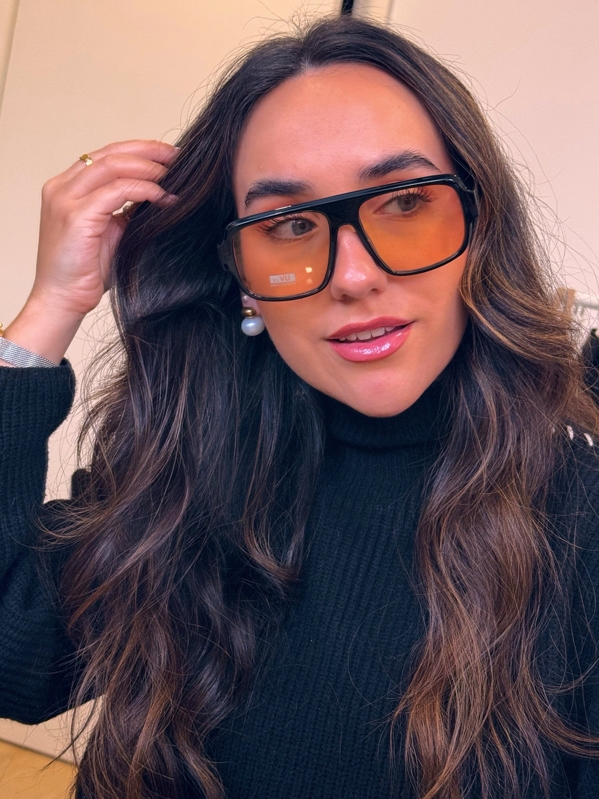 Óculos com armação em massa | Pretos com lente laranja